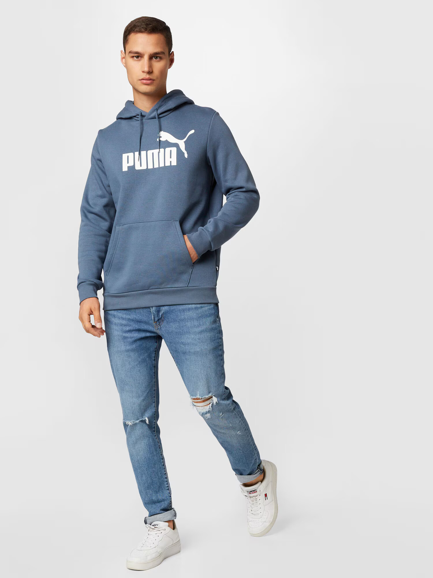 PUMA Športna majica dimno modra / bela - Pepit.si