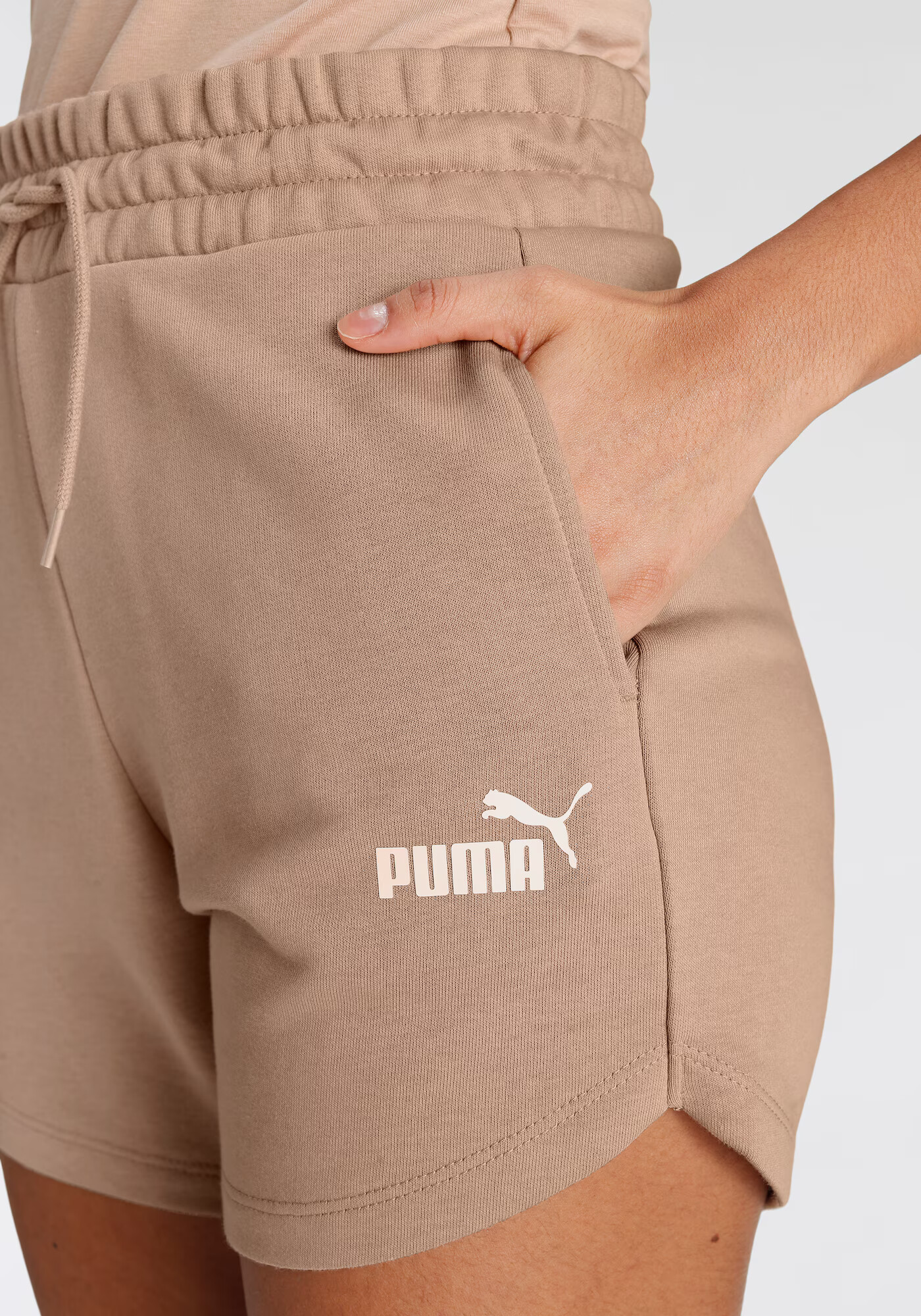 PUMA Športne hlače pesek / bela - Pepit.si