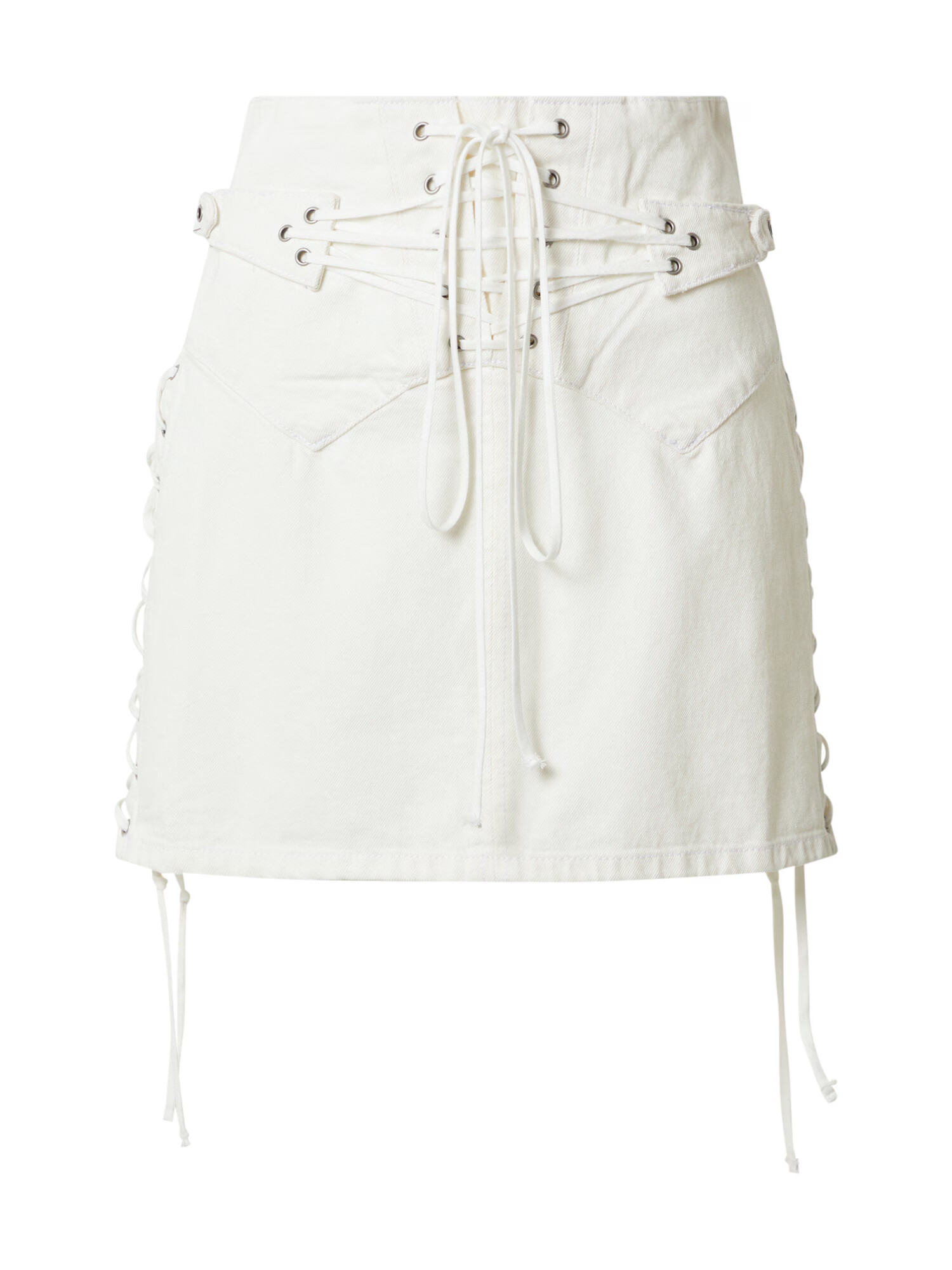 RE/DONE Krilo '70S LACE UP SKIRT' bela - Pepit.si