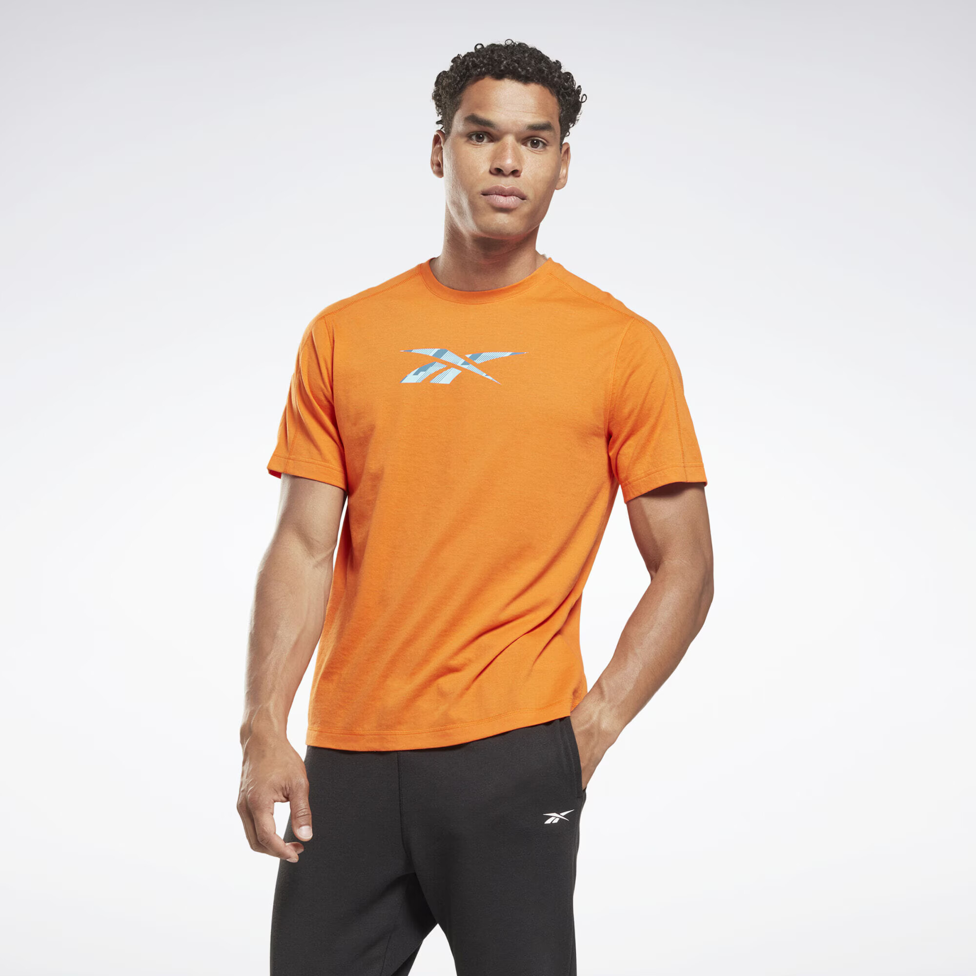 Reebok Sport Funkcionalna majica marine / svetlo modra / temno oranžna - Pepit.si