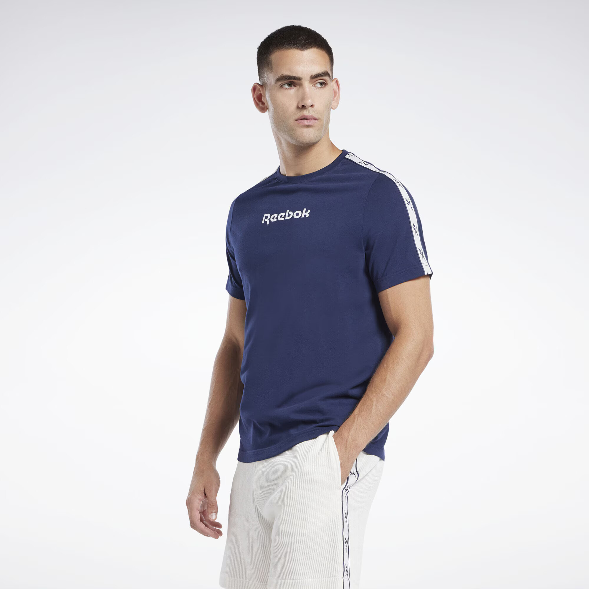 Reebok Sport Funkcionalna majica mornarska / bela - Pepit.si