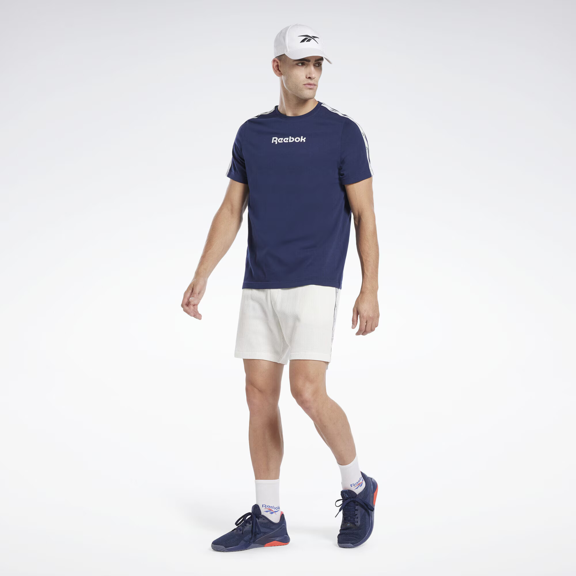 Reebok Sport Funkcionalna majica mornarska / bela - Pepit.si