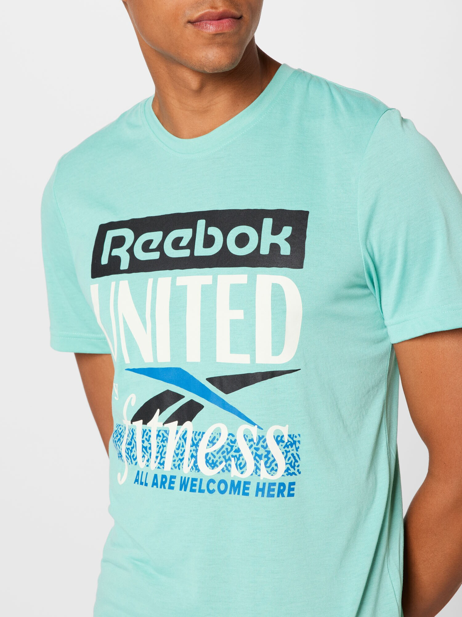 Reebok Sport Funkcionalna majica 'United by Fitness' modra / turkizna / črna / bela - Pepit.si