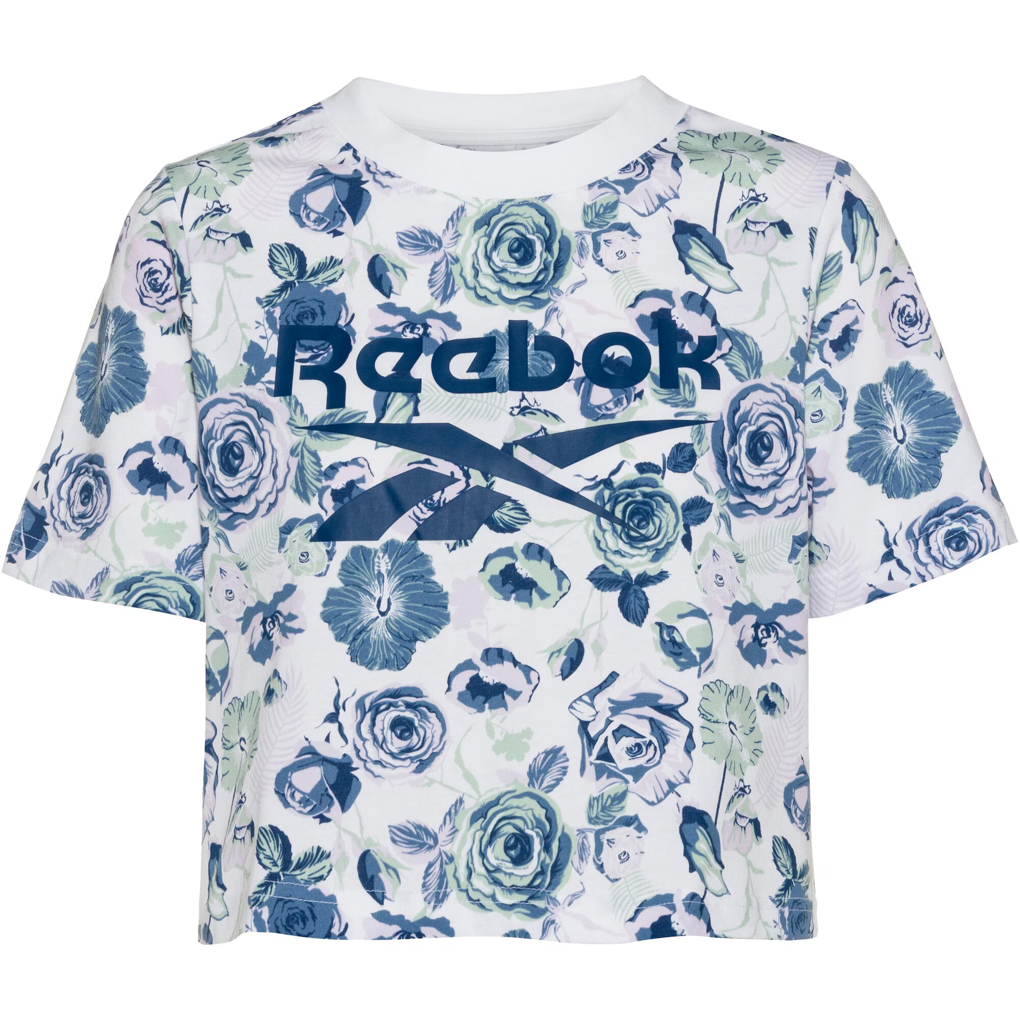 Reebok Sport Majica 'Floral' bela / pastelno zelena / mornarska / pastelno lila - Pepit.si