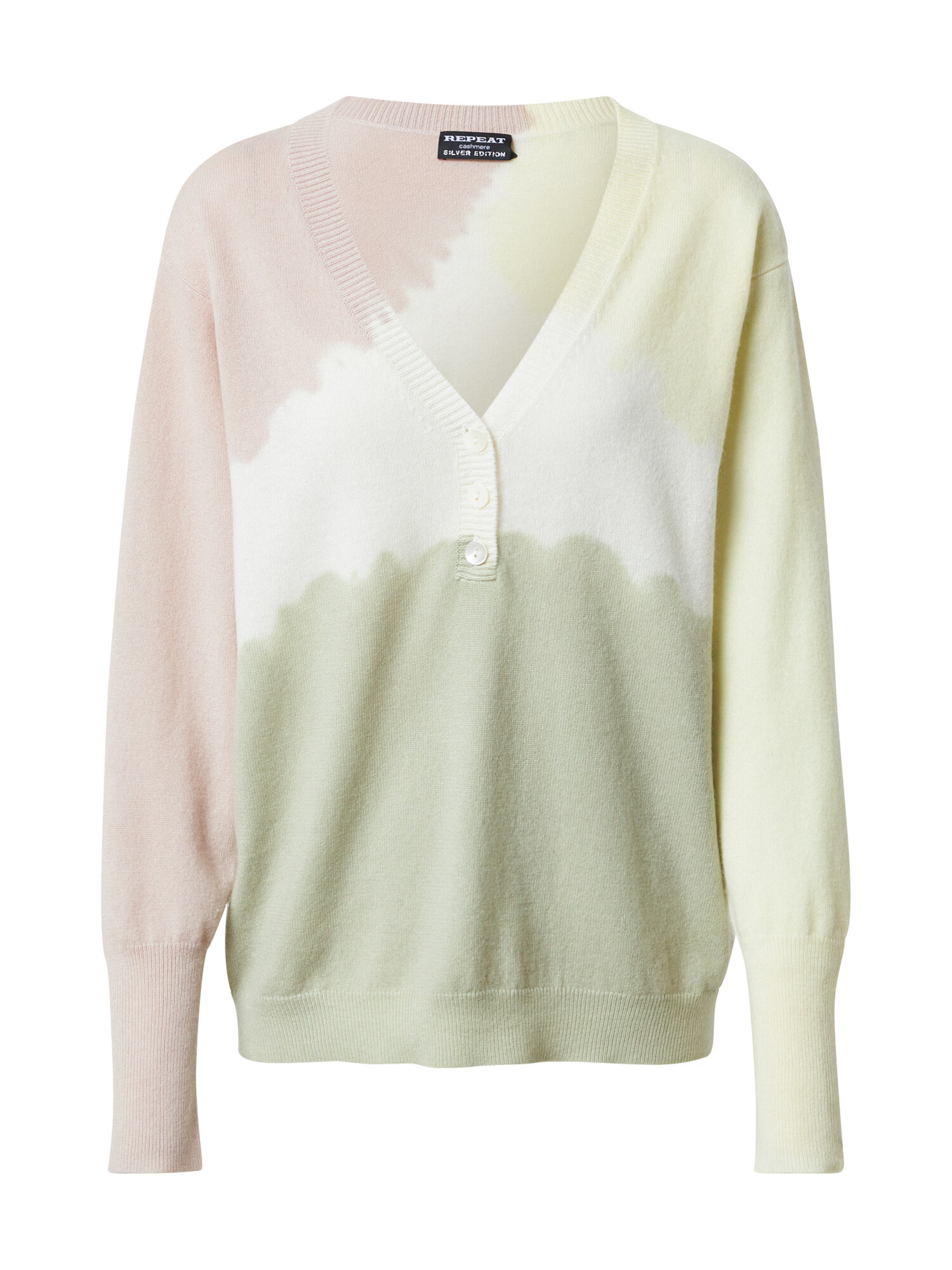 REPEAT Cashmere Pulover pastelno rumena / pastelno zelena / staro roza / bela - Pepit.si