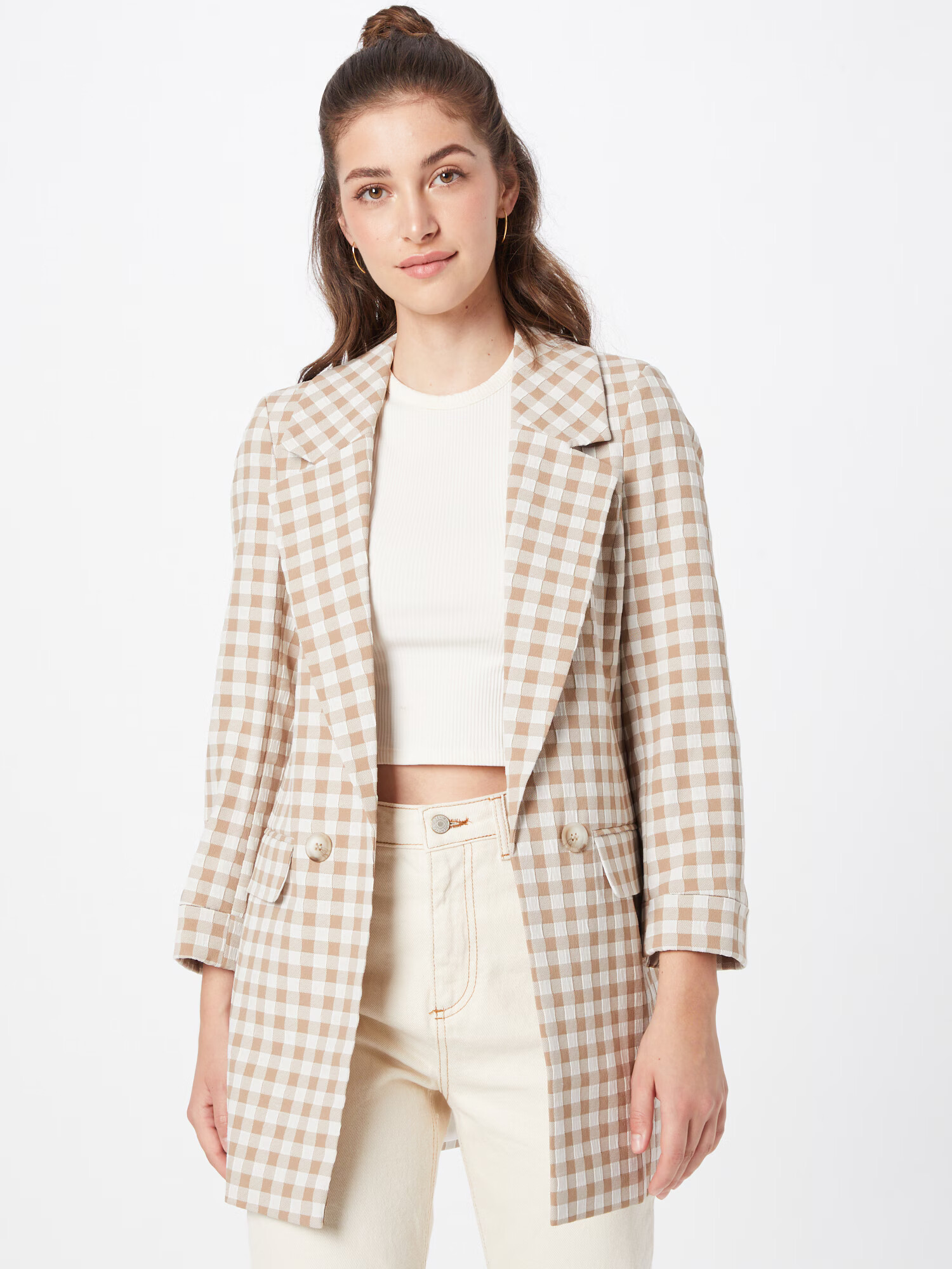 River Island Blazer svetlo rjava / bela - Pepit.si