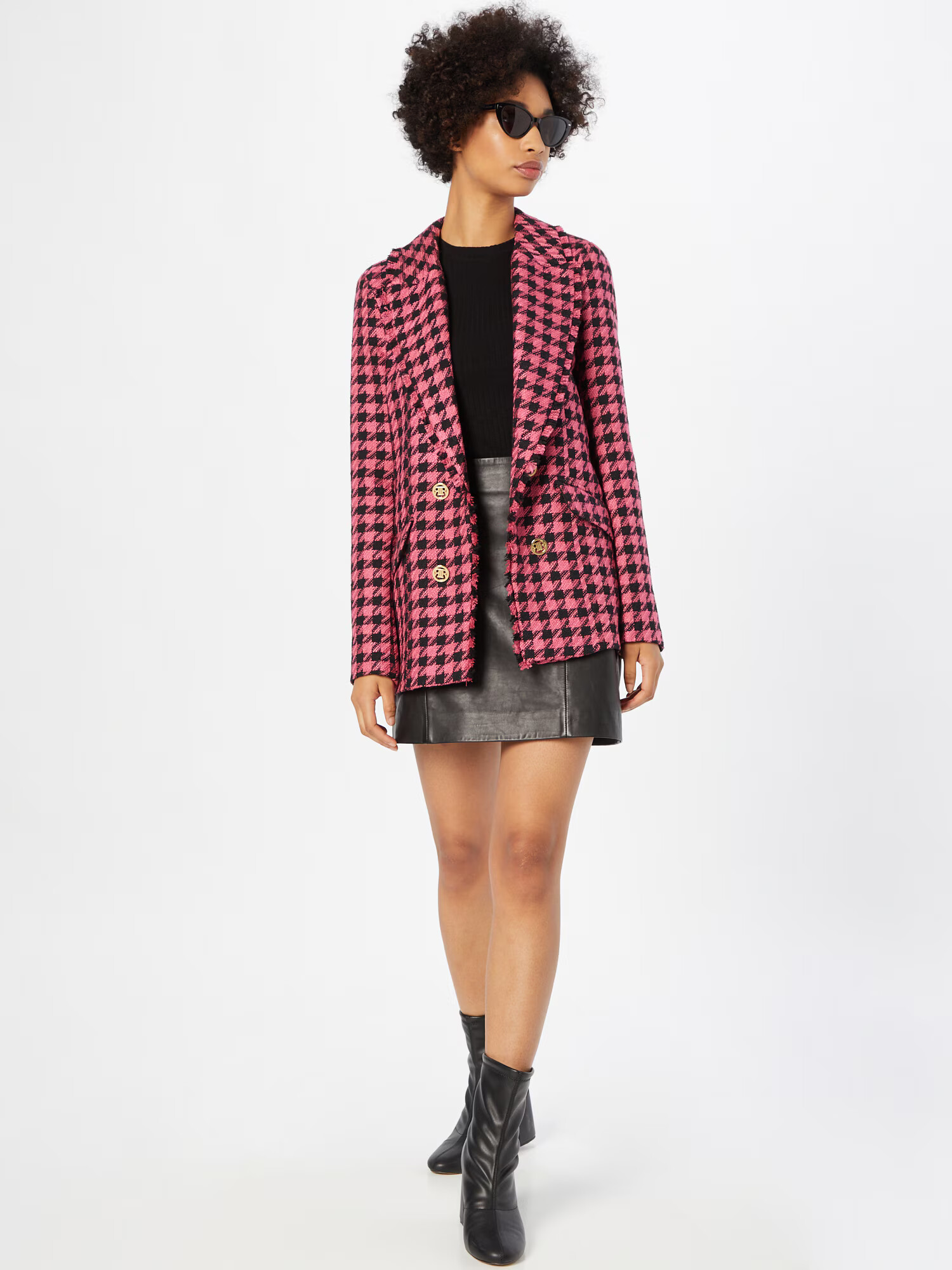 River Island Blazer 'TARTAN' temno roza / črna - Pepit.si