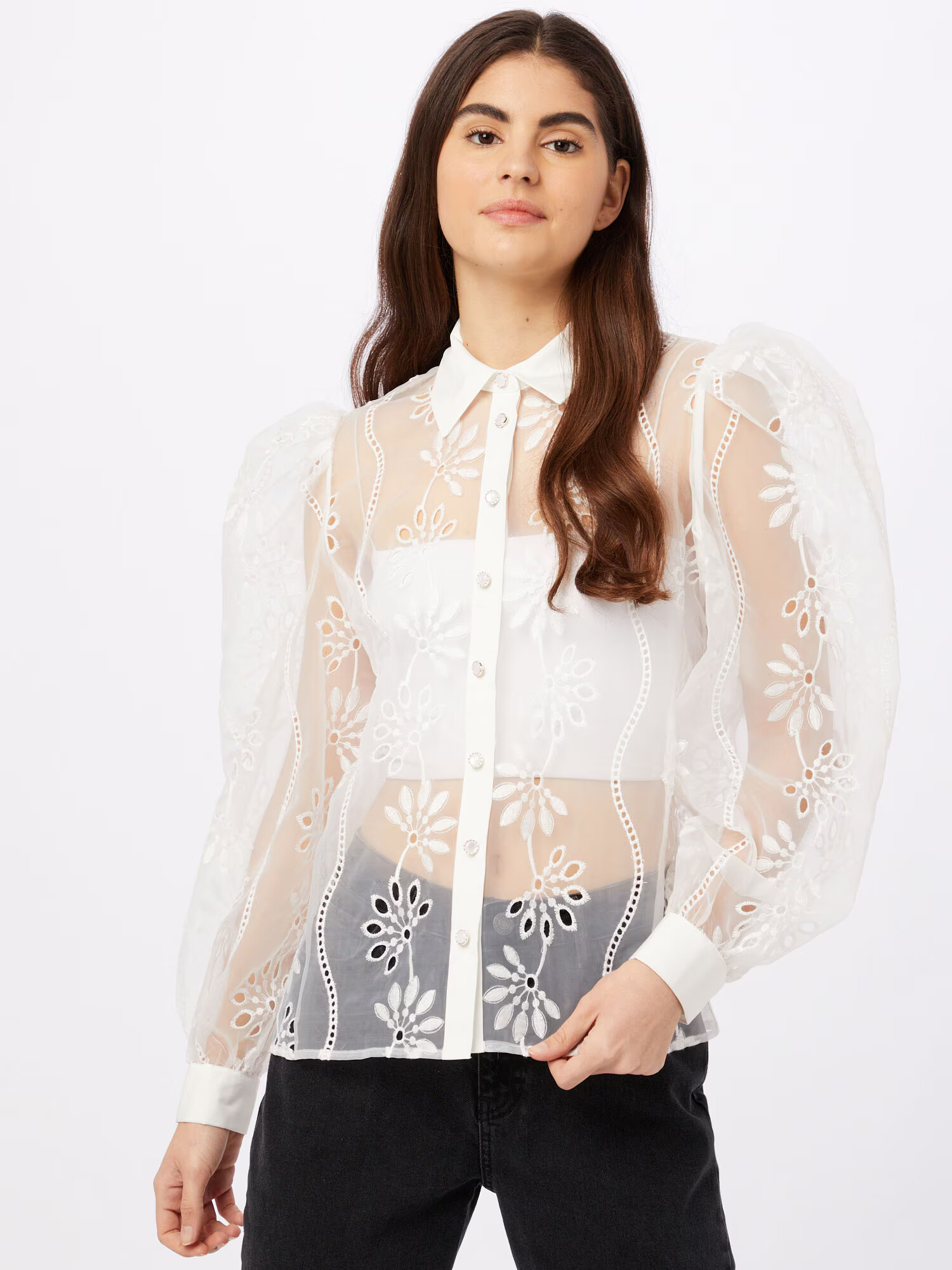 River Island Bluza 'Darcy' transparentna / off-bela - Pepit.si