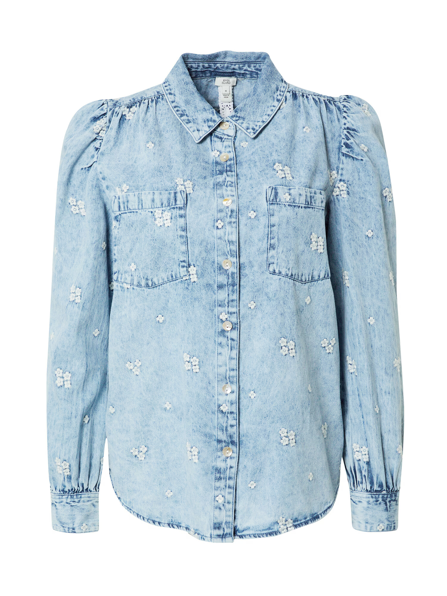 River Island Bluza moder denim / bela - Pepit.si