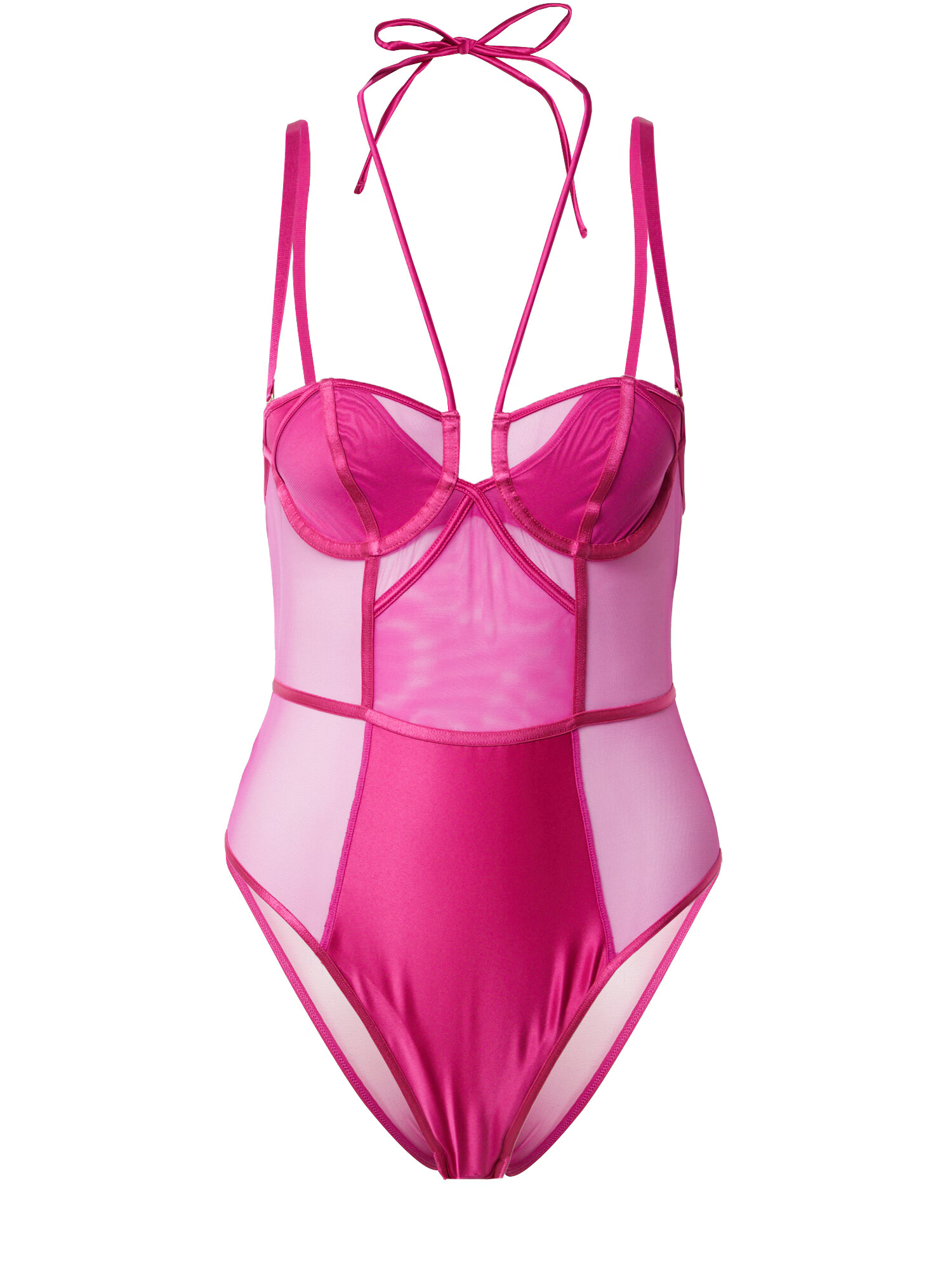 River Island Bodi 'SATIN AND MESH BODY' roza - Pepit.si