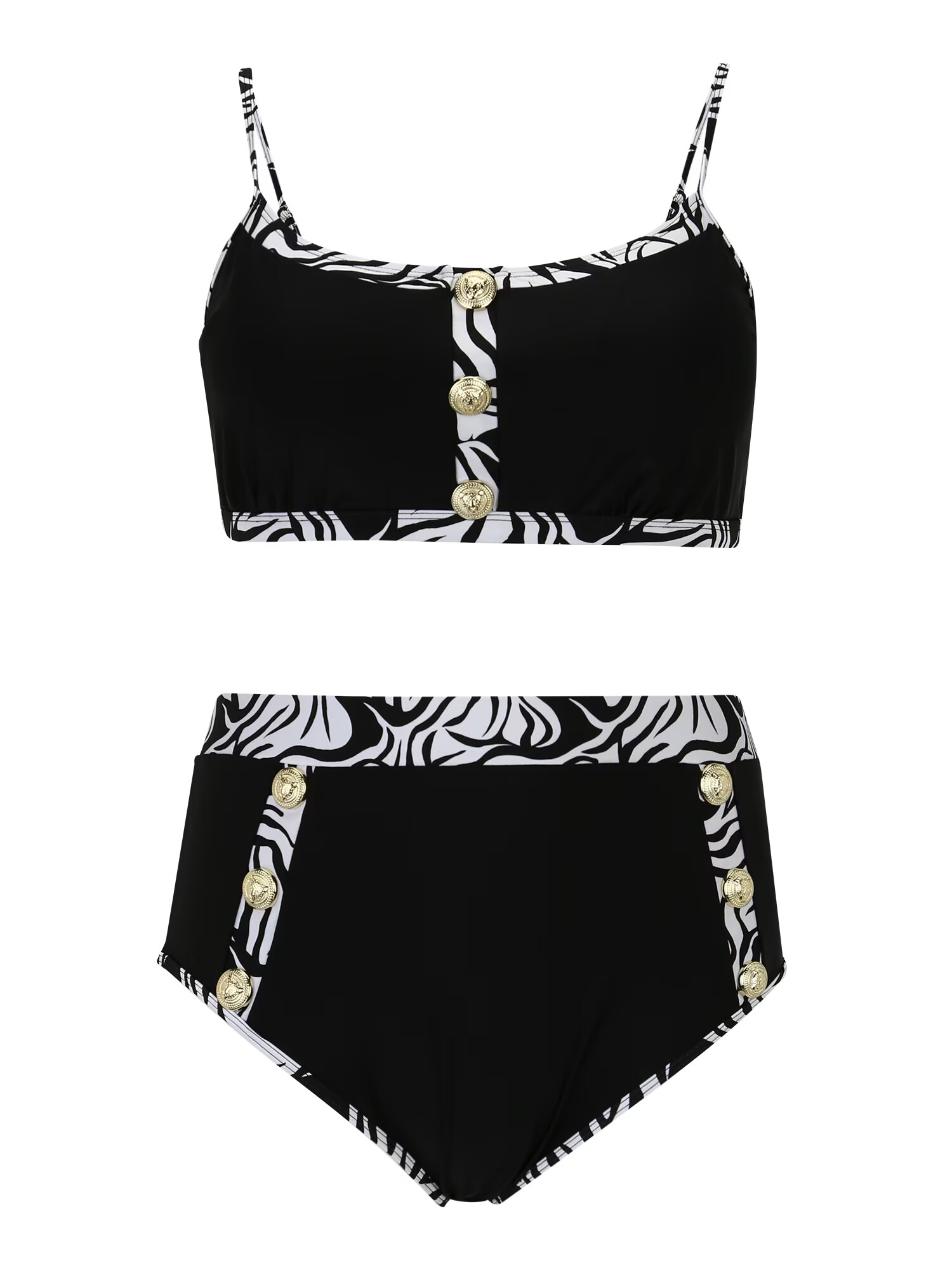 River Island Plus Bikini črna / bela - Pepit.si