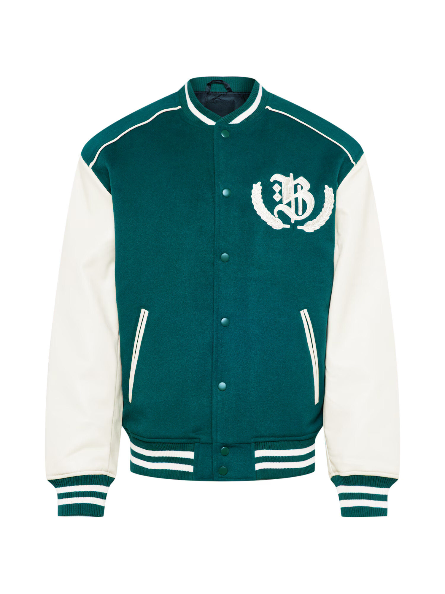 River Island Prehodna jakna 'VARSITY' smaragd / bela - Pepit.si