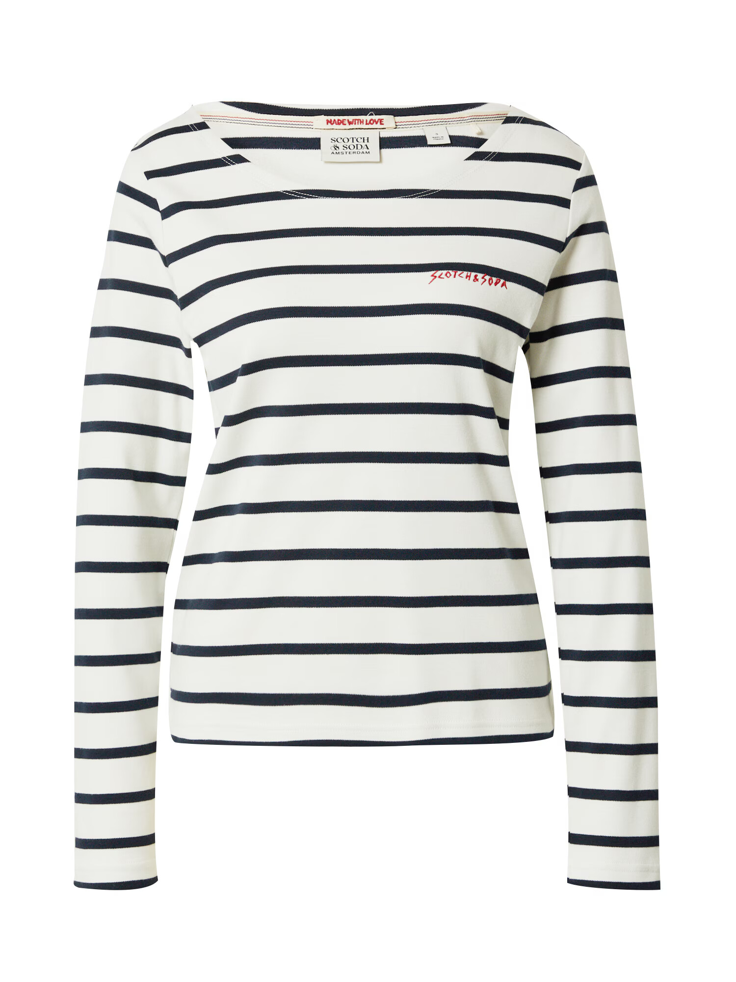 SCOTCH & SODA Majica 'Breton' mornarska / rdeča / off-bela - Pepit.si