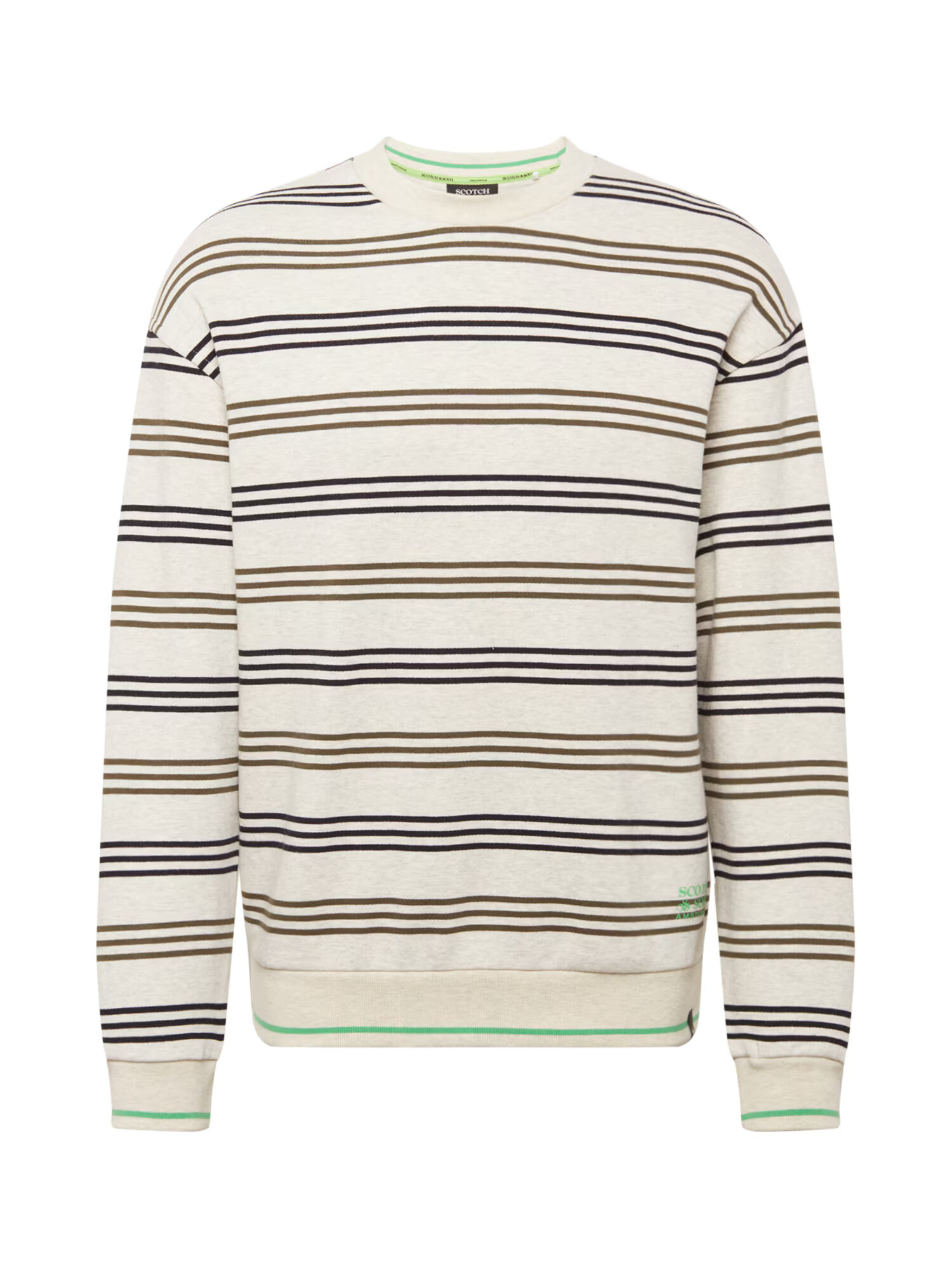 SCOTCH & SODA Sweatshirt kaki / črna / limeta - Pepit.si