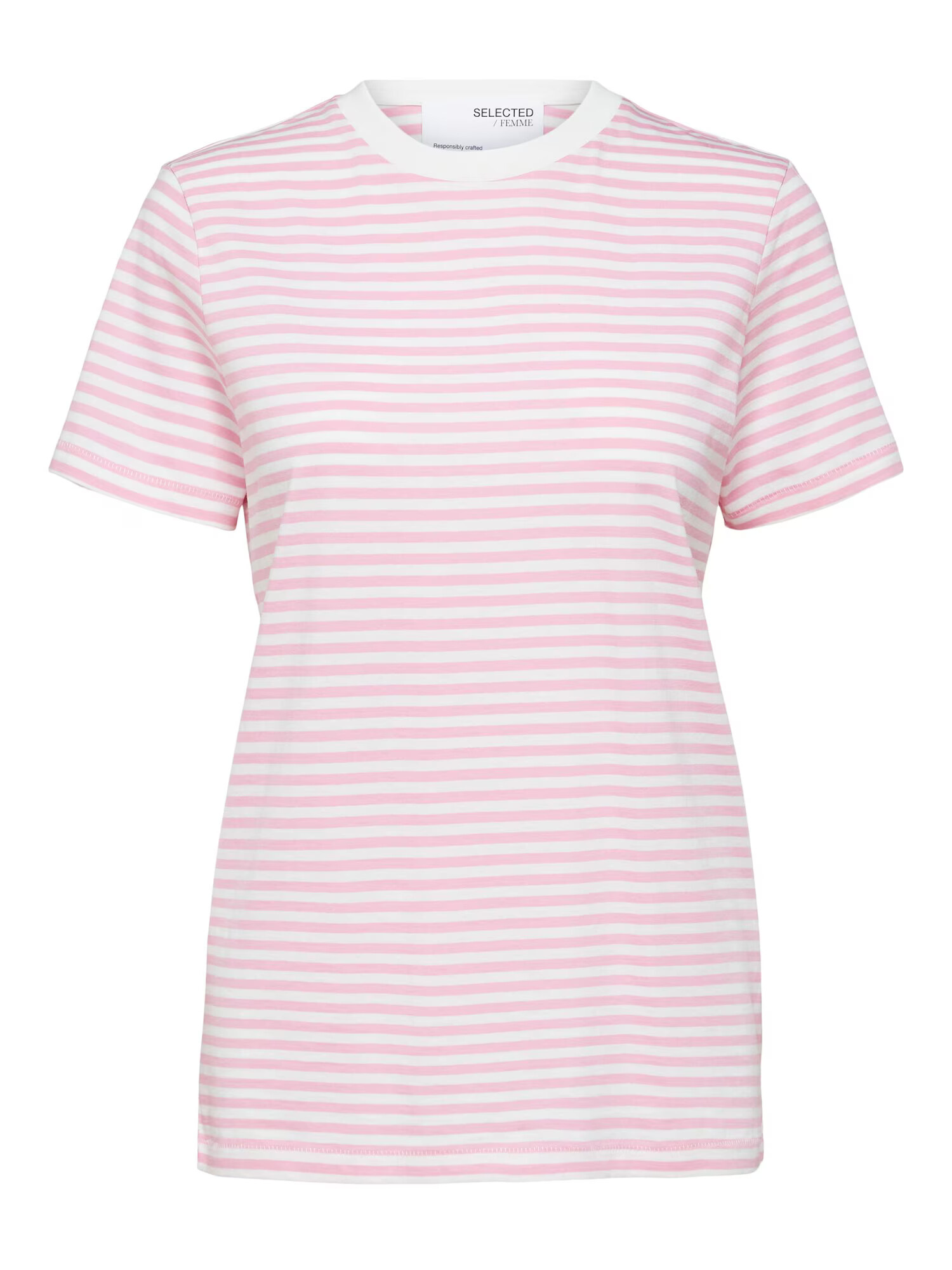 SELECTED FEMME Majica 'Sfmy Perfect Tee' roza / bela - Pepit.si