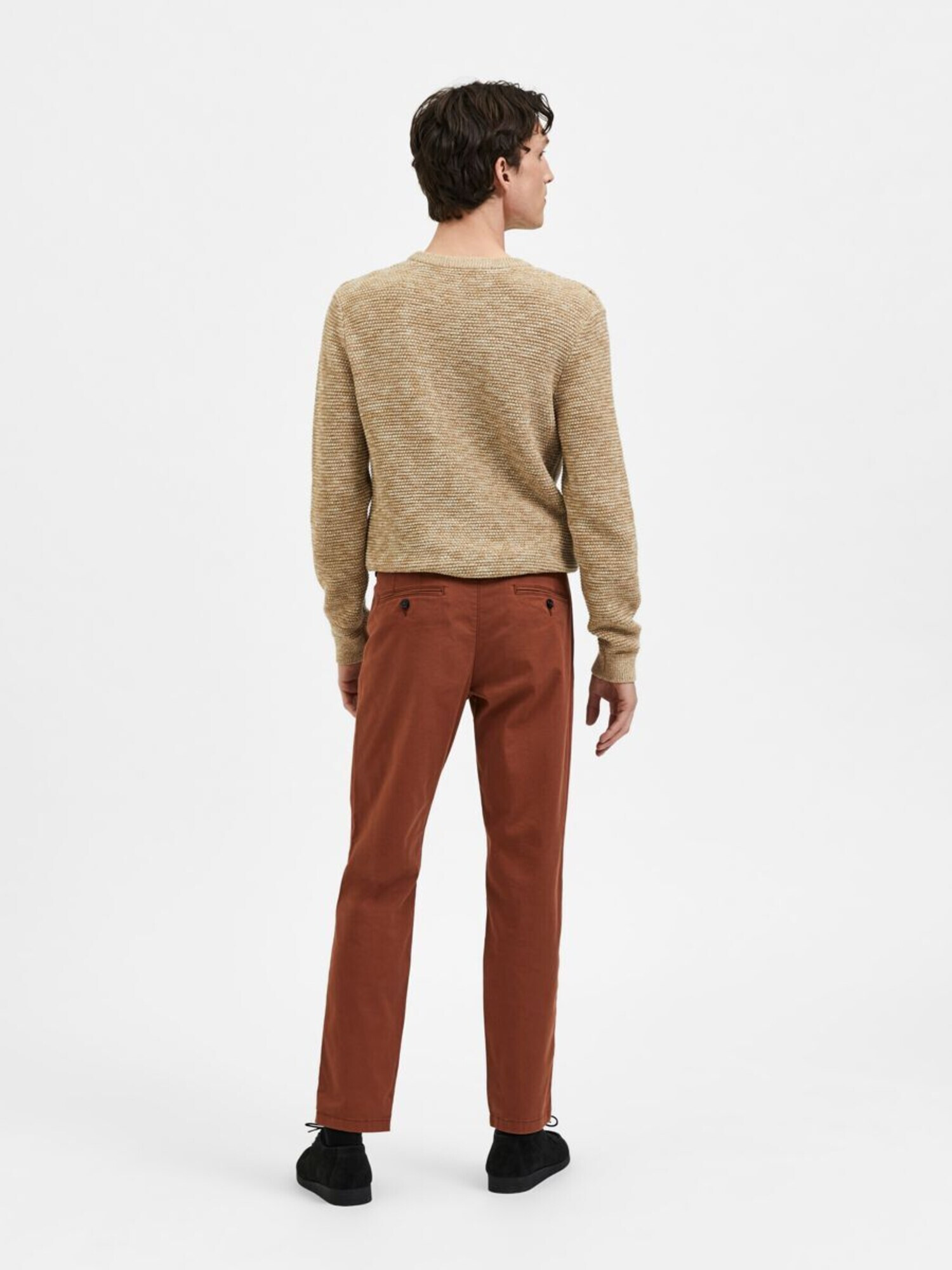 SELECTED HOMME Chino hlače 'Miles' karamel / bela - Pepit.si