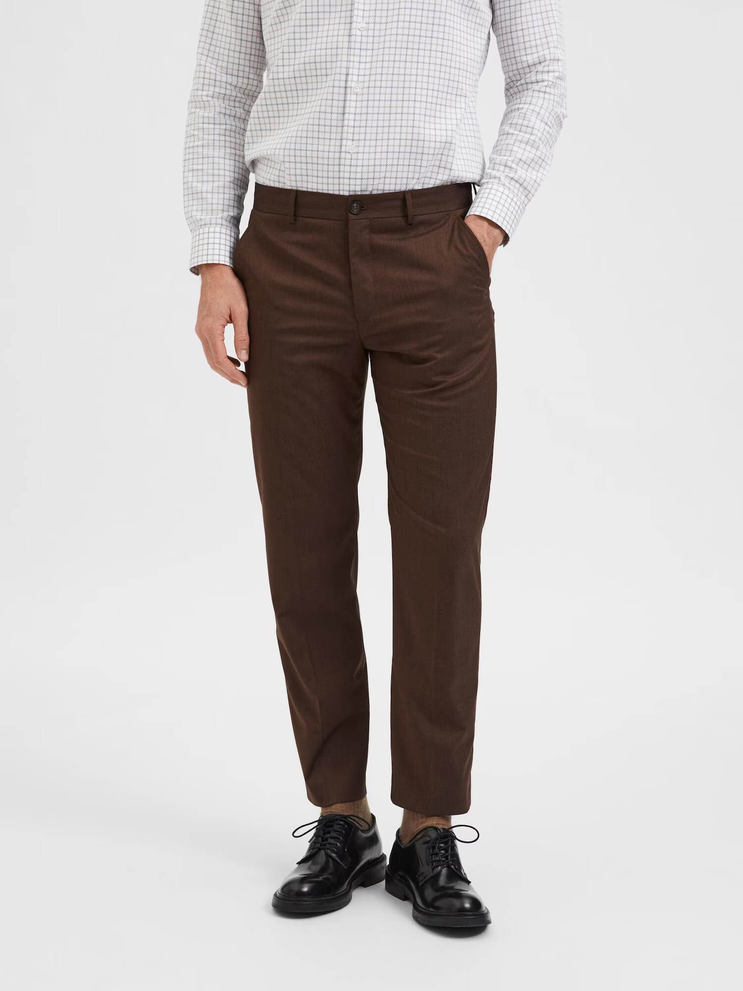 SELECTED HOMME Chino hlače temno rjava - Pepit.si