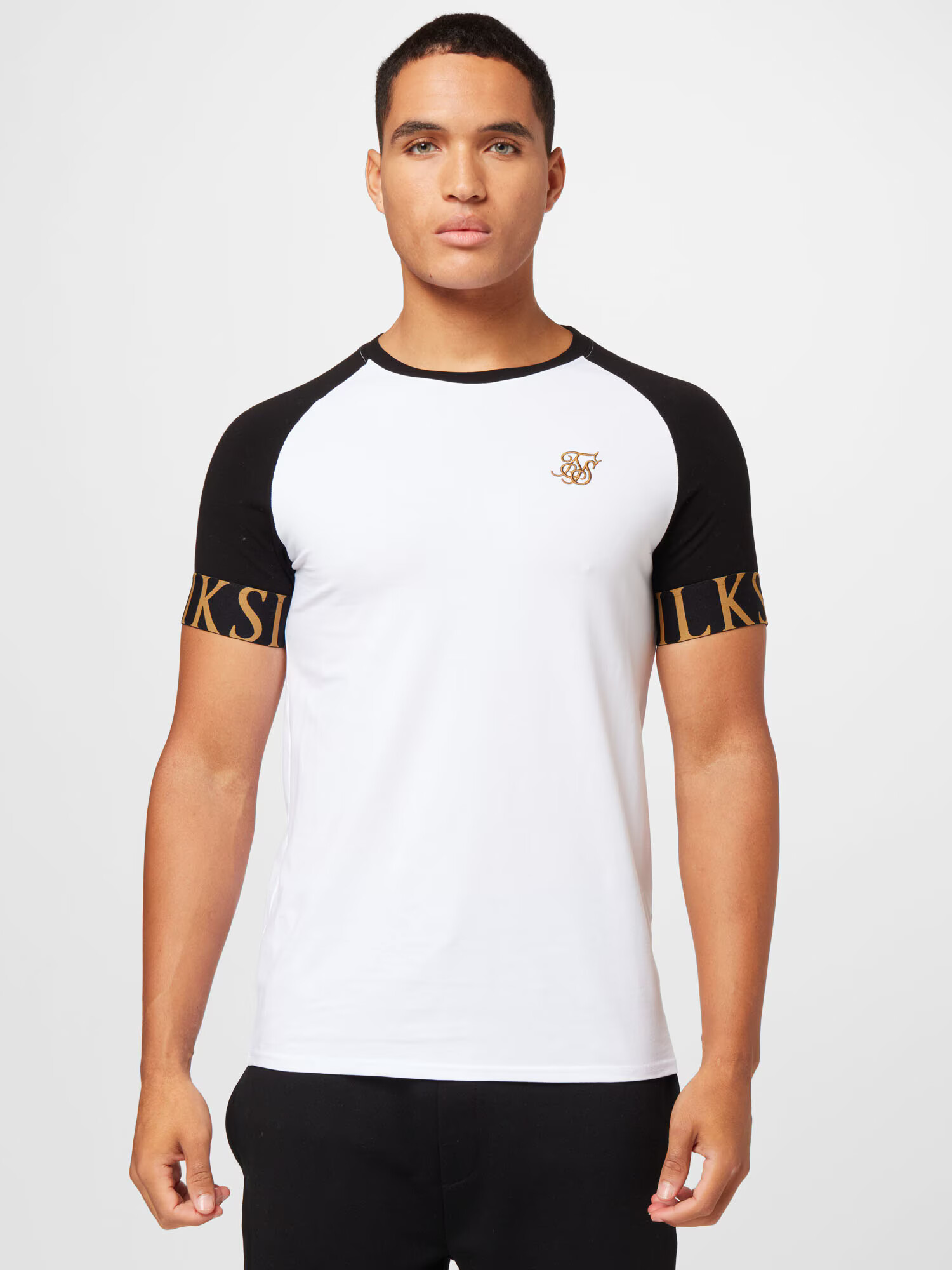 SikSilk Majica bronasta / črna / bela - Pepit.si