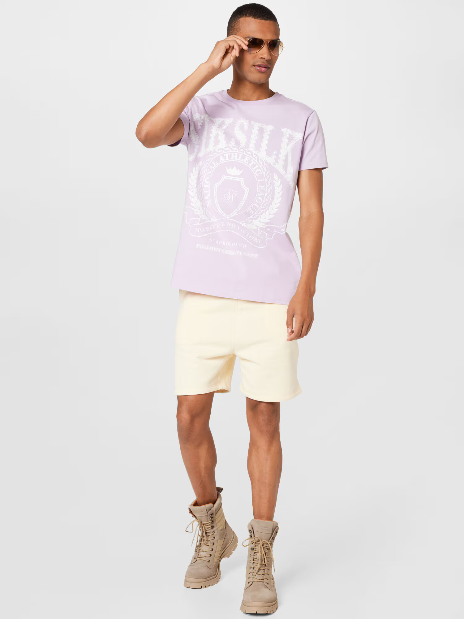 SikSilk Majica pastelno lila / bela - Pepit.si