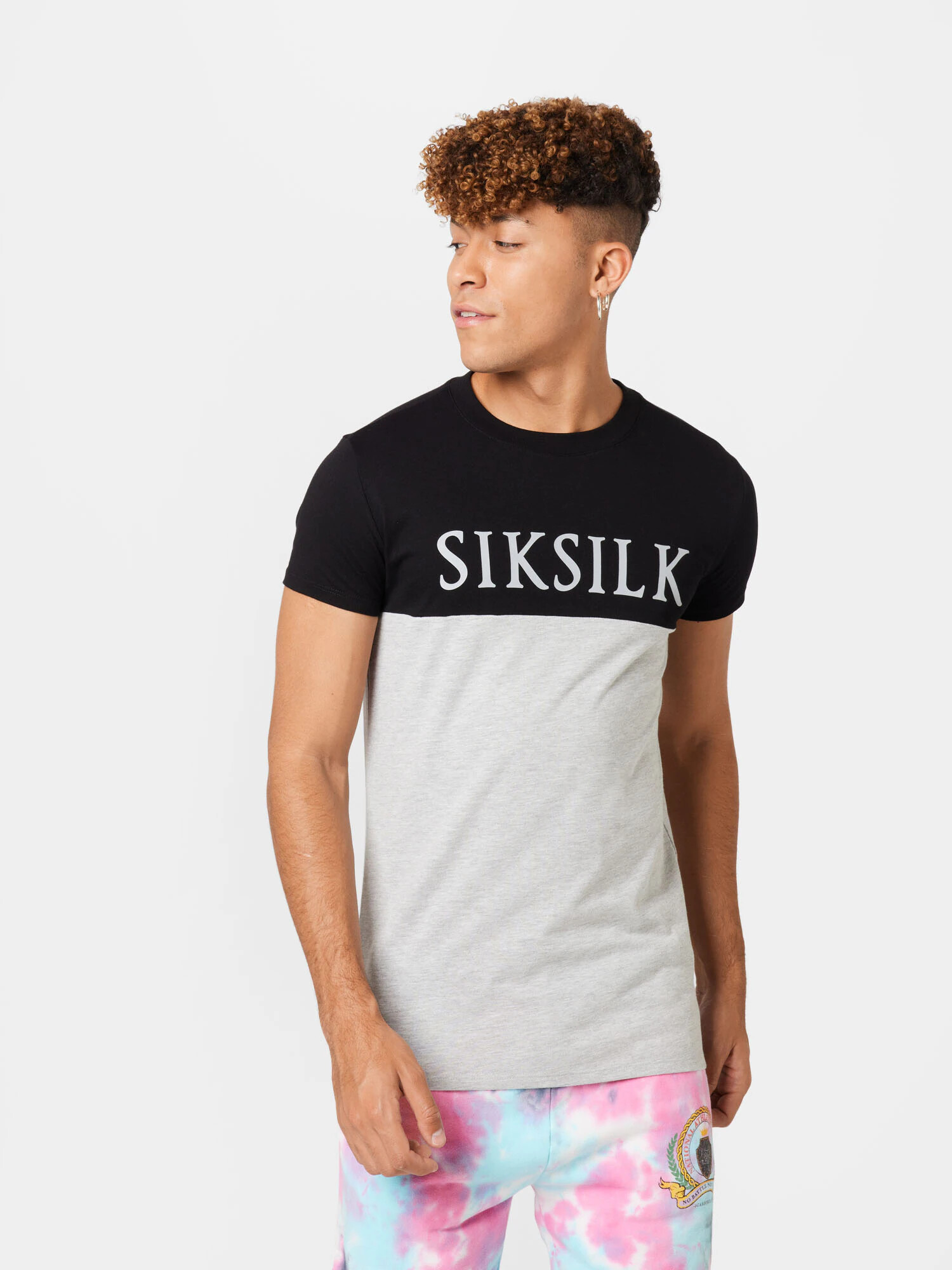 SikSilk Majica pegasto siva / črna / bela - Pepit.si