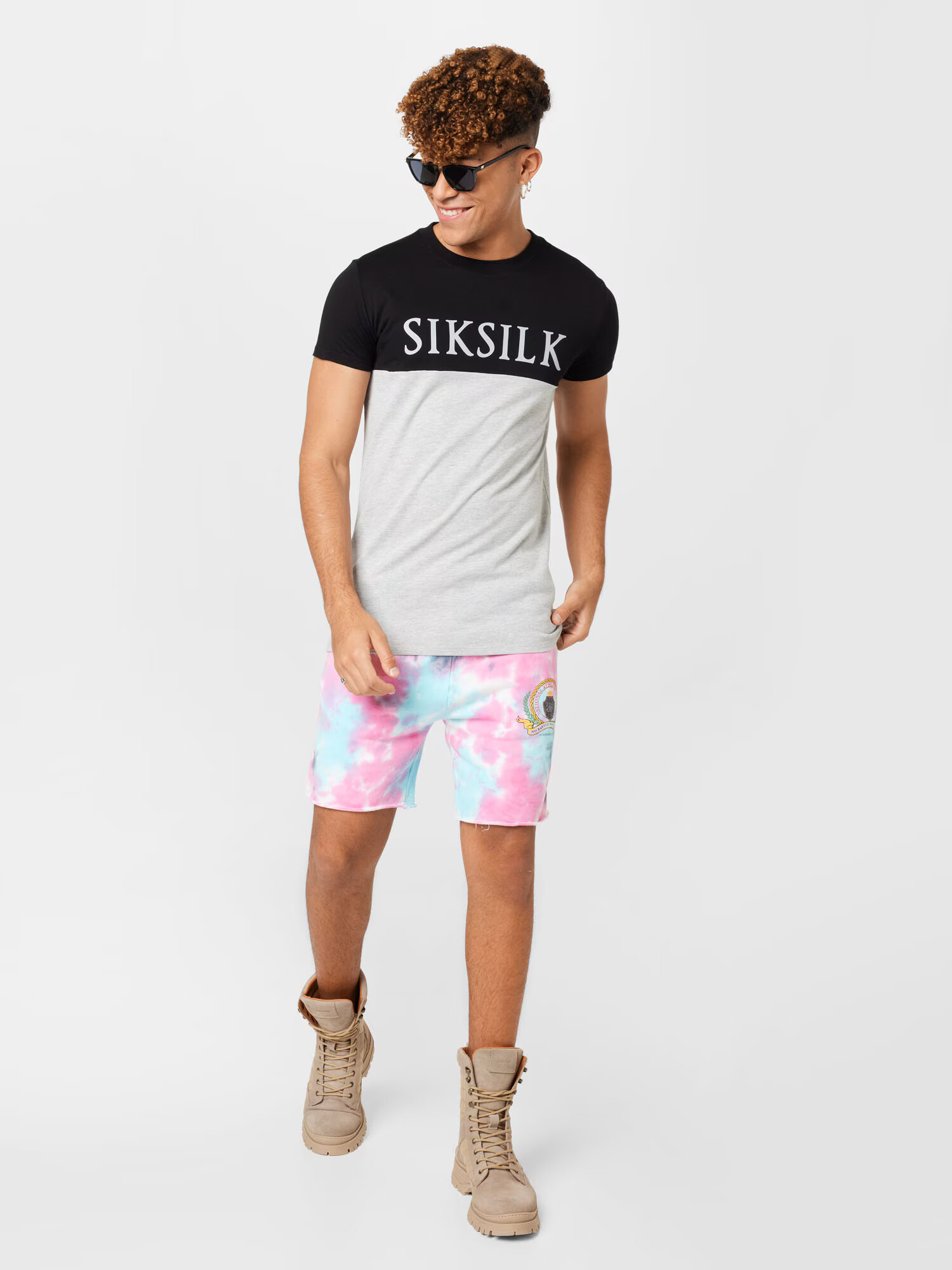 SikSilk Majica pegasto siva / črna / bela - Pepit.si