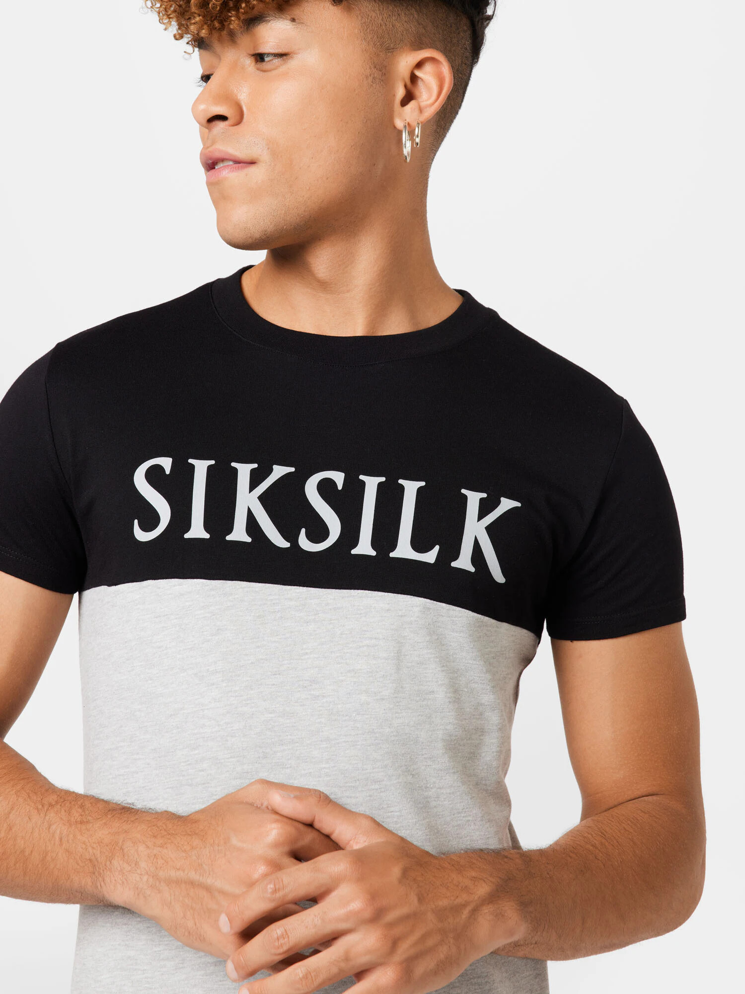 SikSilk Majica pegasto siva / črna / bela - Pepit.si