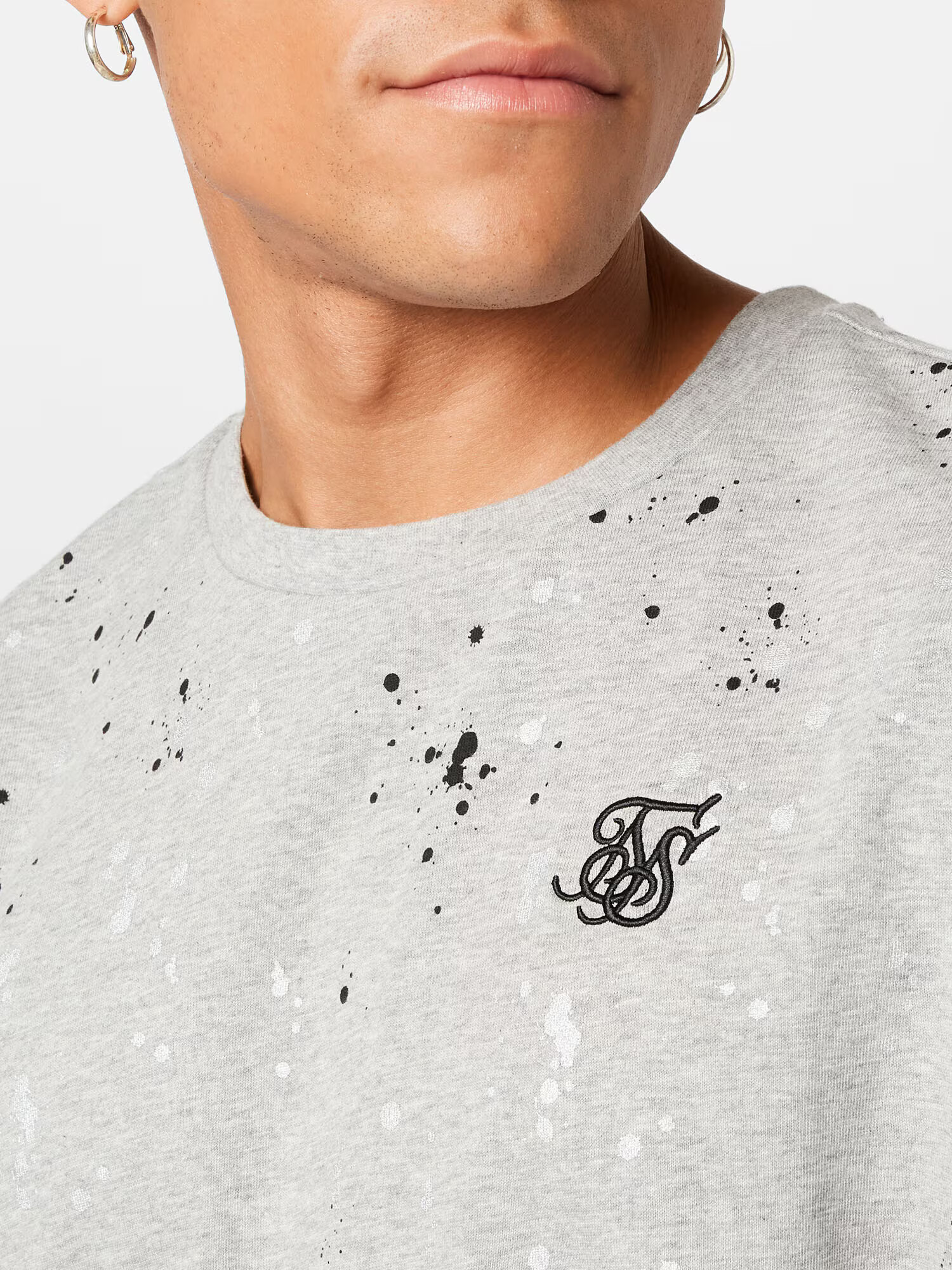 SikSilk Majica pegasto siva / črna / bela - Pepit.si