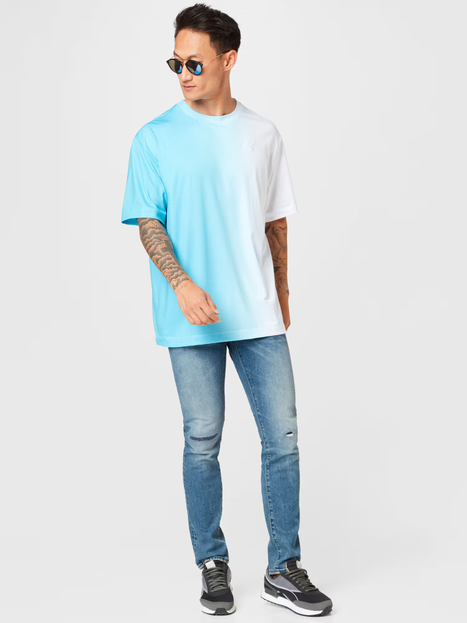 SikSilk Majica turkizna / bela - Pepit.si