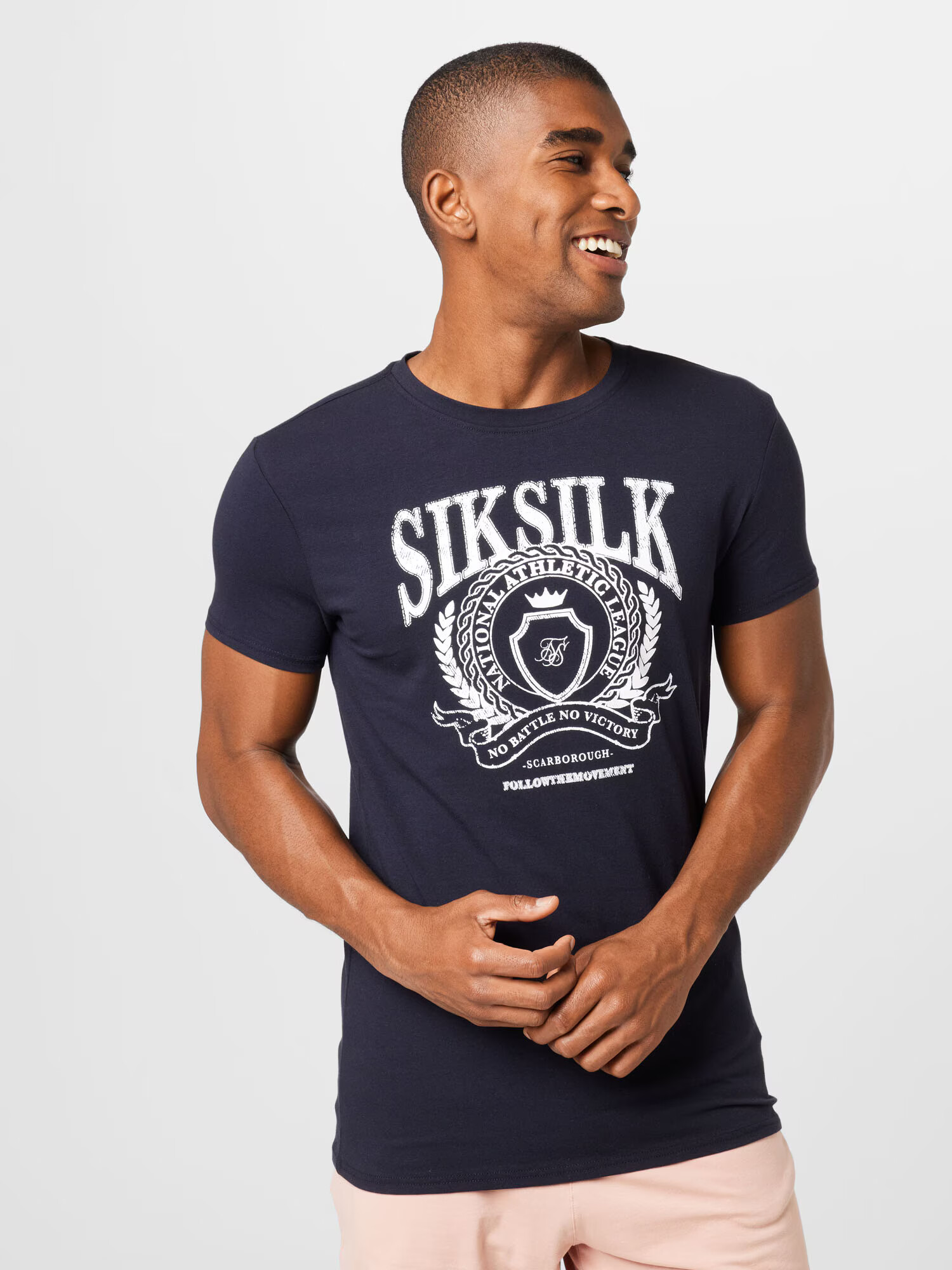 SikSilk Majica 'Varsity' mornarska / bela - Pepit.si