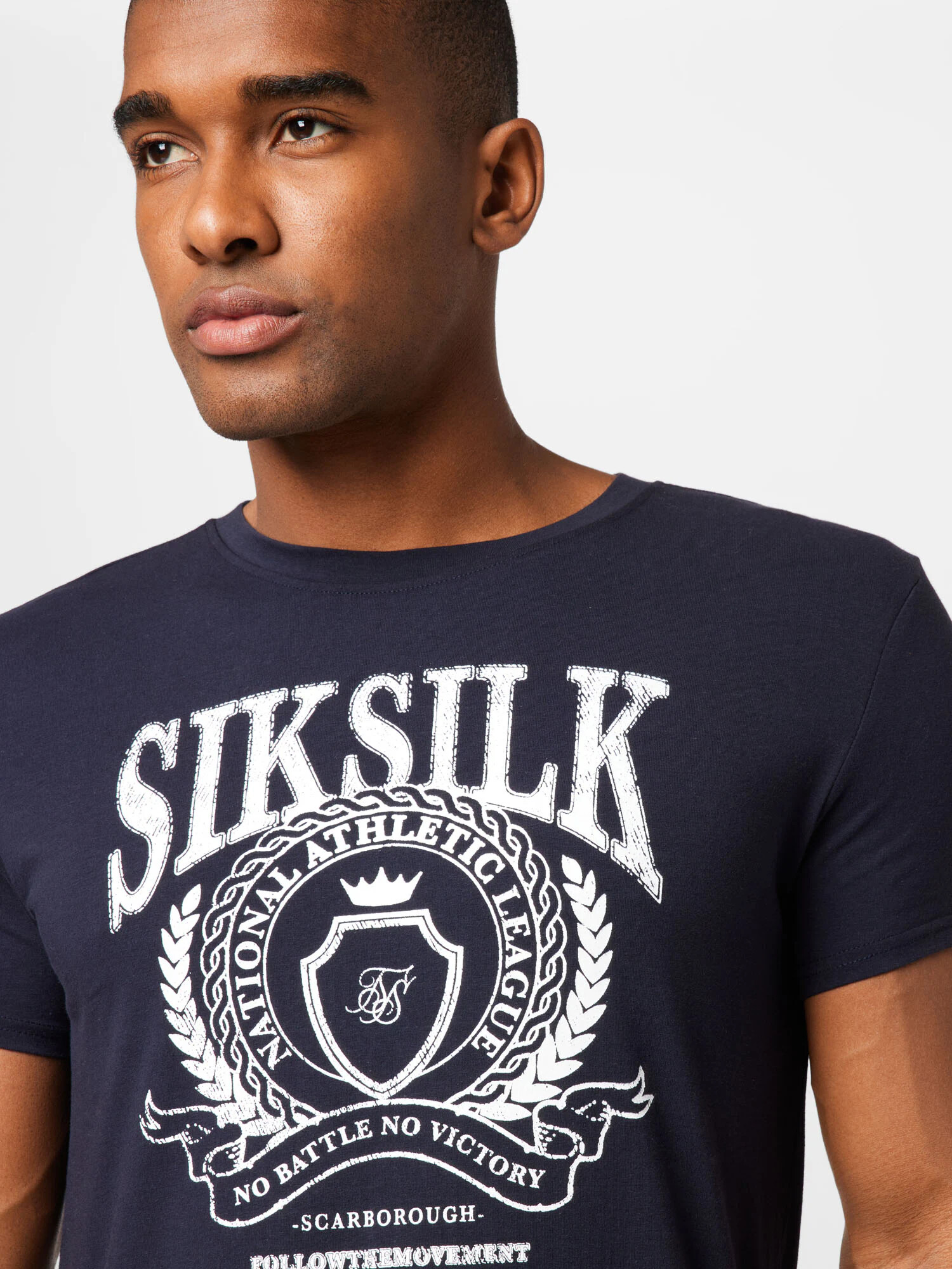 SikSilk Majica 'Varsity' mornarska / bela - Pepit.si