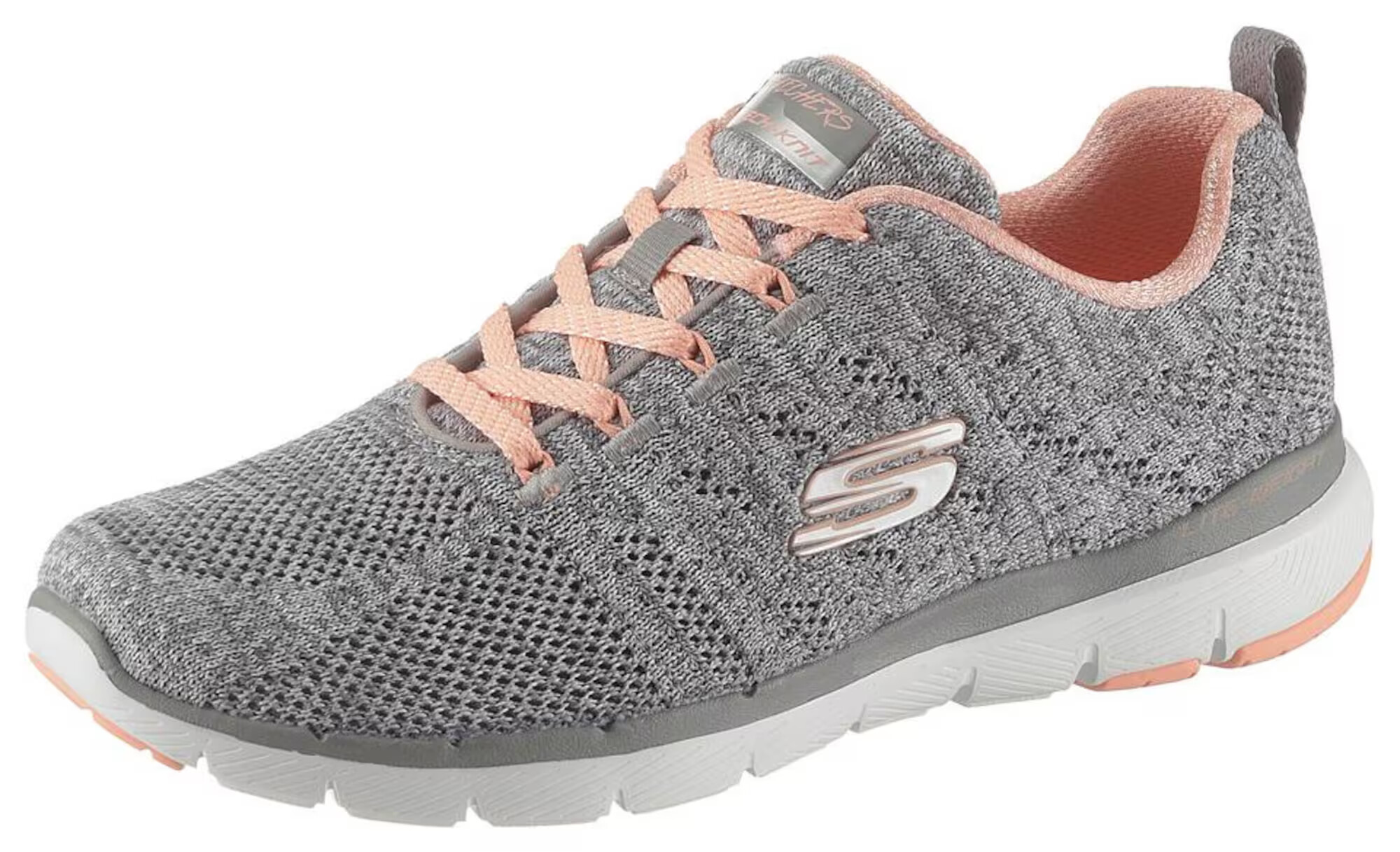 SKECHERS Nizke superge 'FLEX APPEAL' siva / breskev - Pepit.si