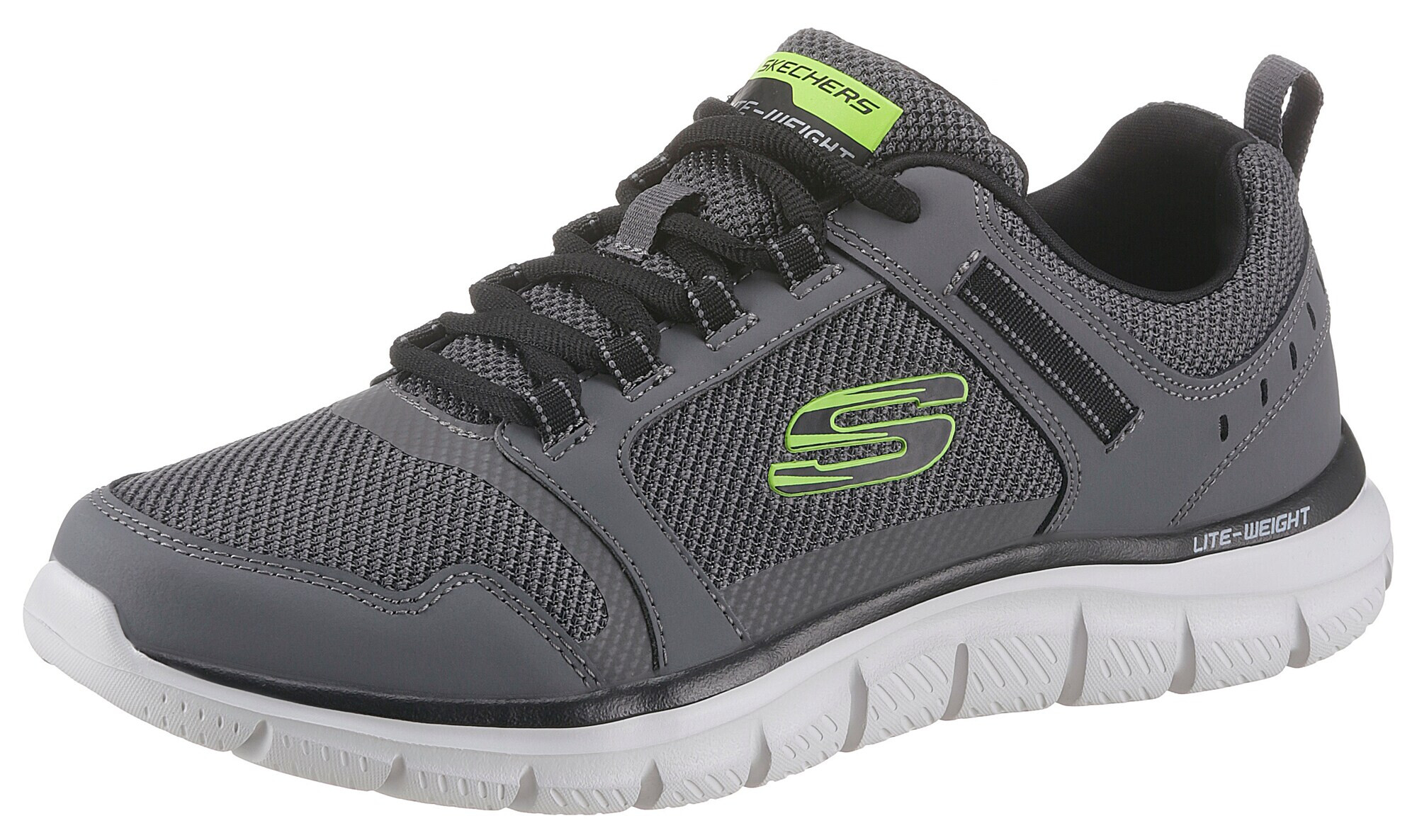 SKECHERS Nizke superge siva / neonsko zelena / črna / bela - Pepit.si