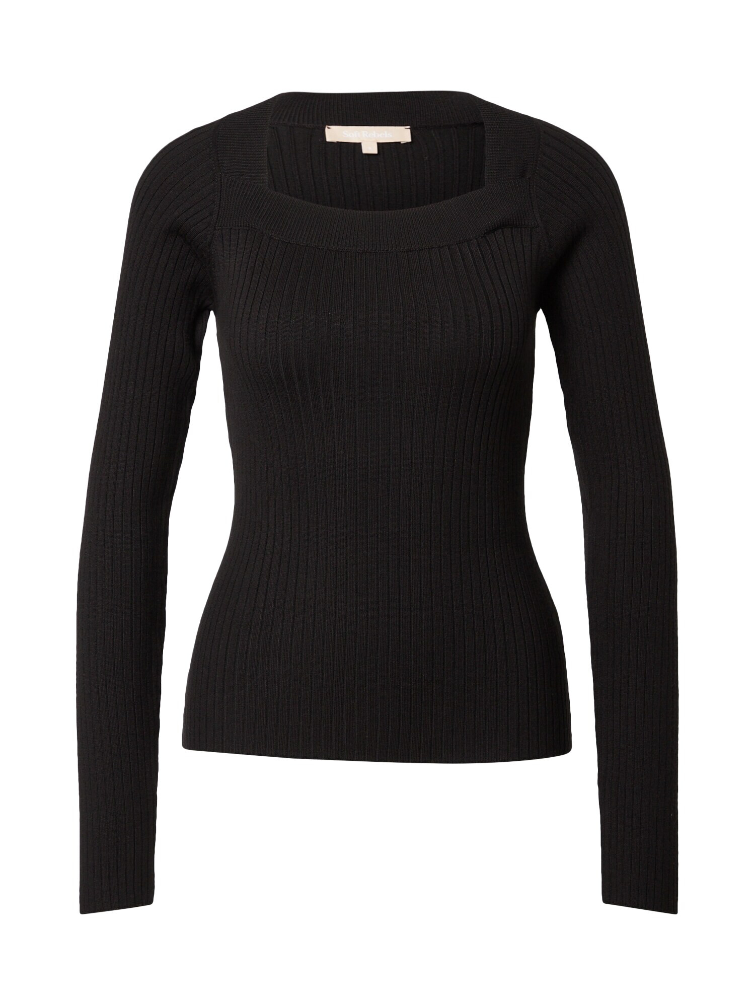 Soft Rebels Pulover 'SRRine LS Squared Neck Knit' črna - Pepit.si