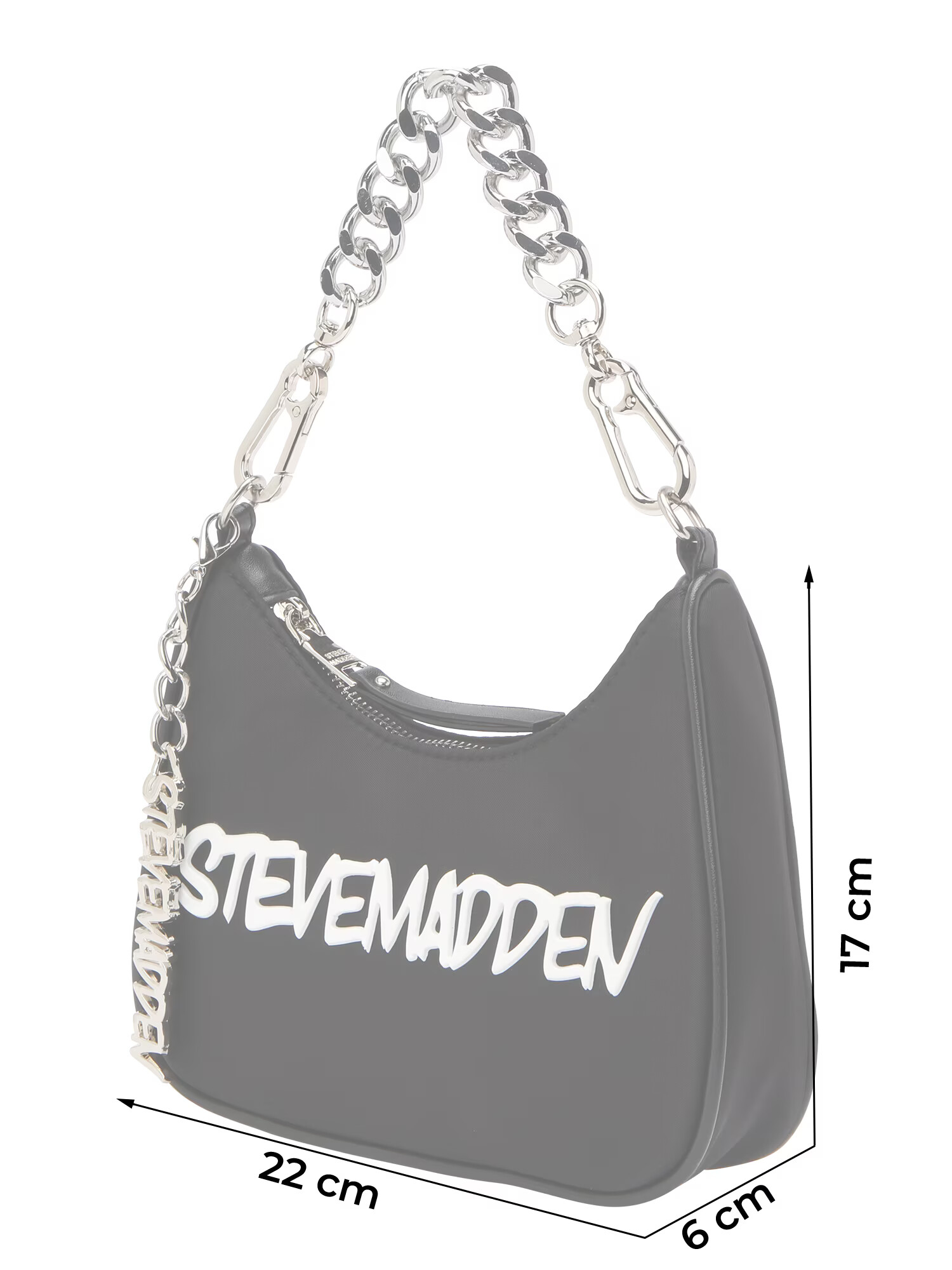 STEVE MADDEN Torba za čez ramo črna / srebrna / bela - Pepit.si