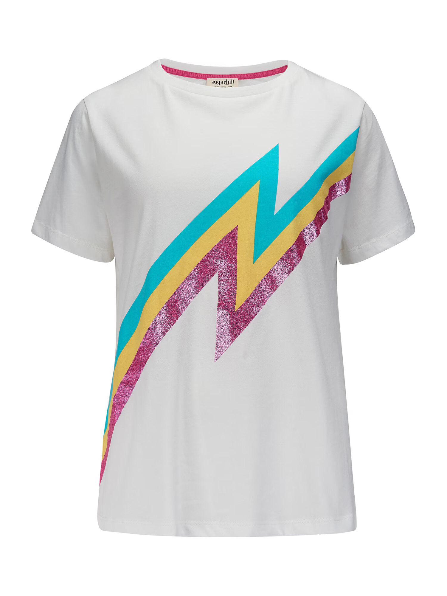 Sugarhill Brighton T-Shirt 'Maggie Zap! Bright Lightning' rumena / turkizna / lila / off-bela - Pepit.si