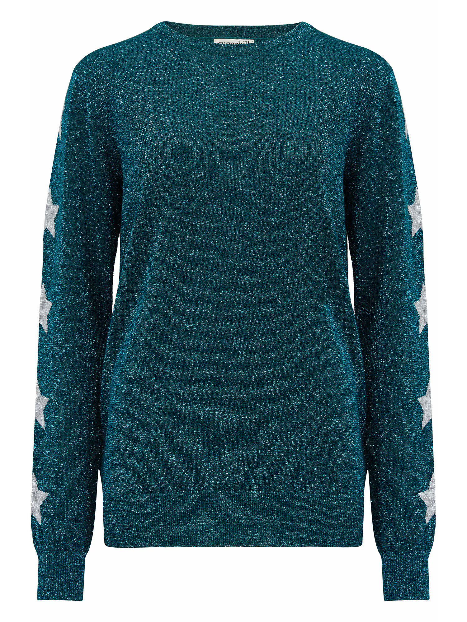 Sugarhill Brighton Pulover ' ASTRID SILVER STAR SLEEVE ' zelena / bela - Pepit.si