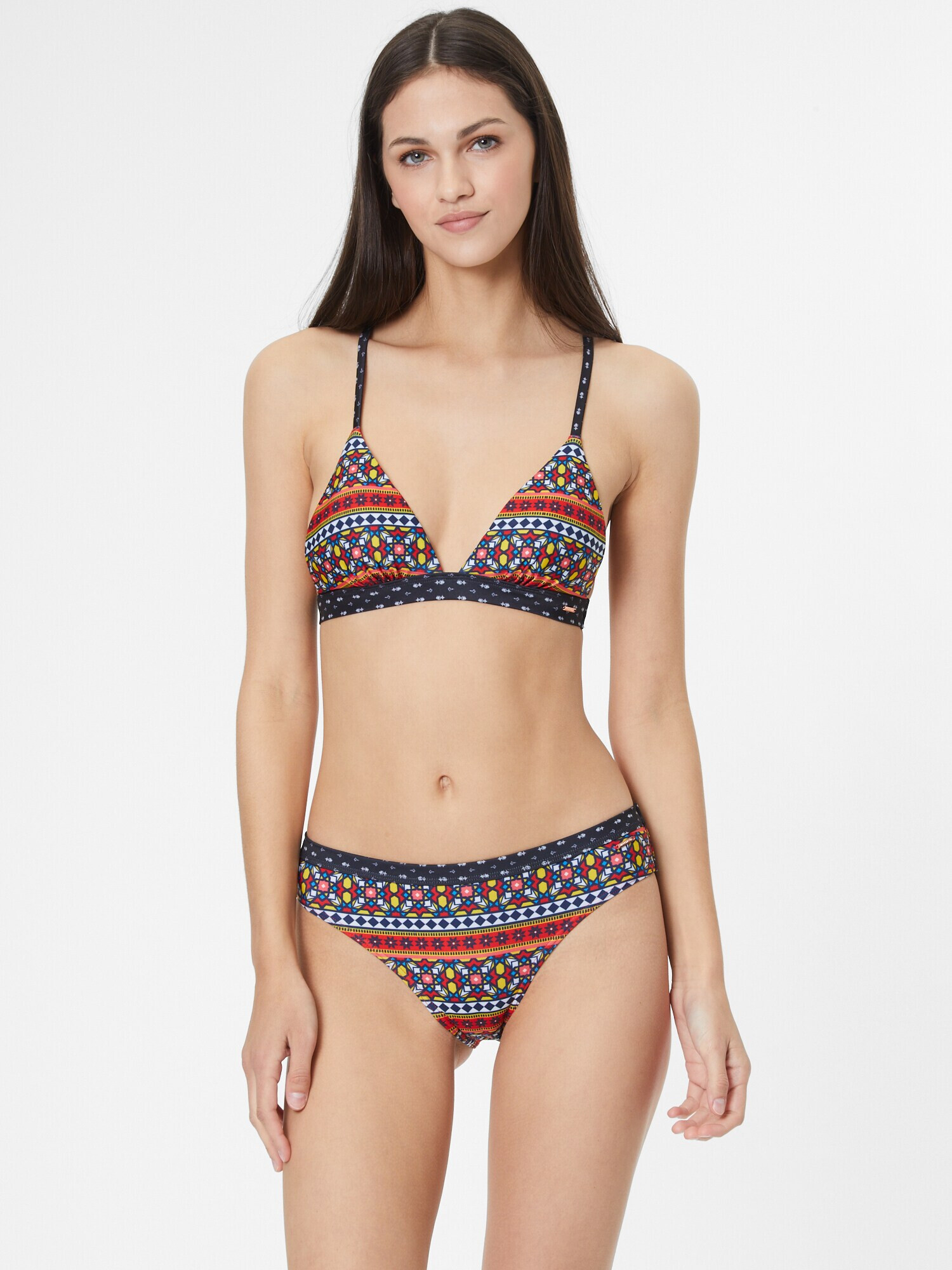 Superdry Bikini zgornji del nebeško modra / rumena / rdeča / črna / bela - Pepit.si