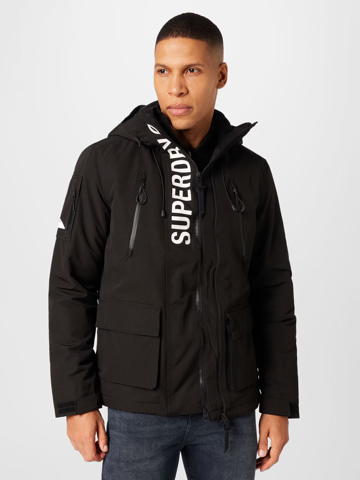 Superdry Funkcionalna jakna 'Ultimate SD' črna / bela - Pepit.si