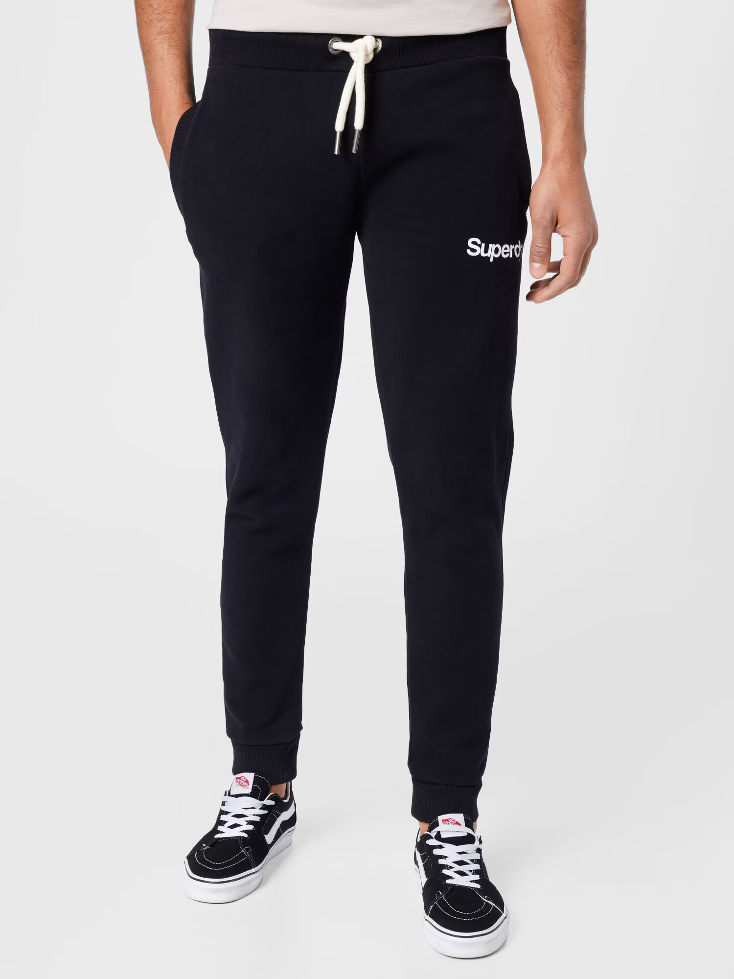 Superdry Hlače črna / bela - Pepit.si