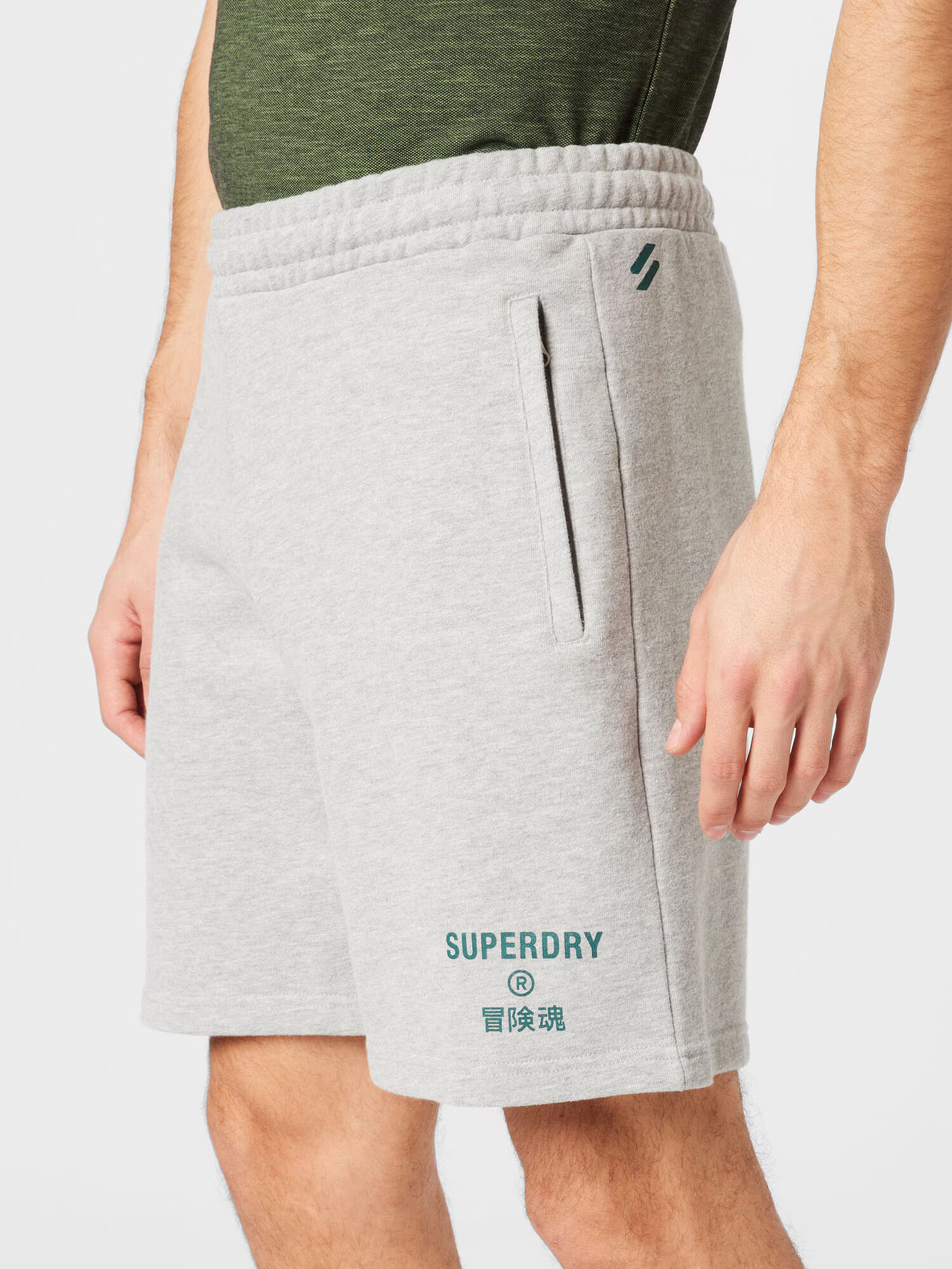 Superdry Hlače svetlo siva / smaragd - Pepit.si