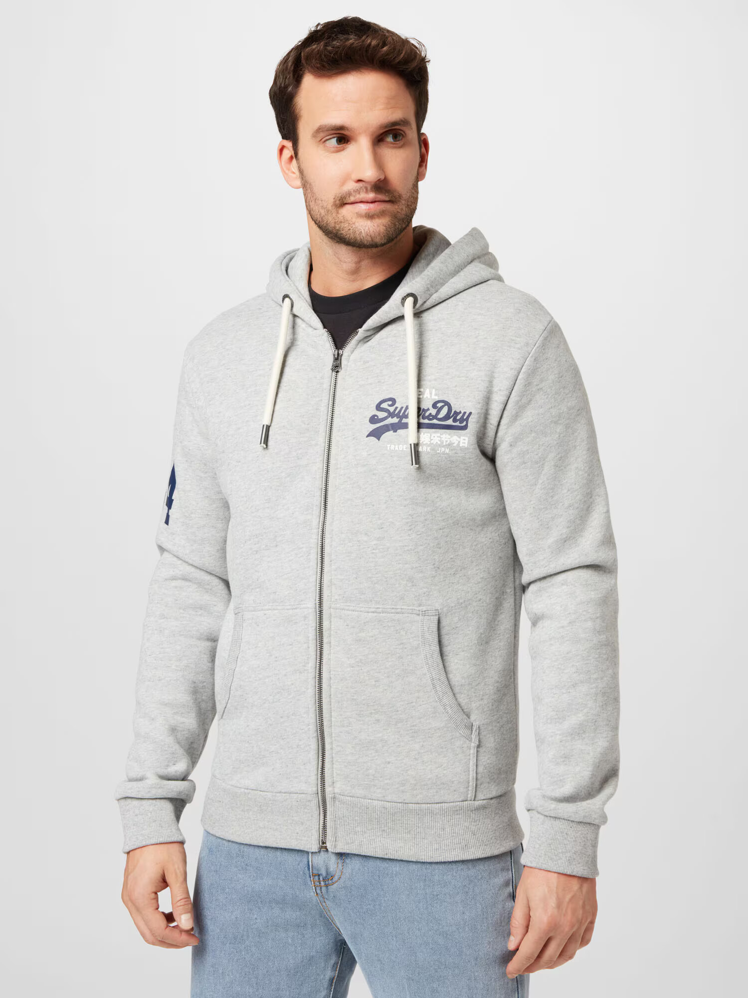 Superdry Jopa na zadrgo nočno modra / pegasto siva / bela - Pepit.si