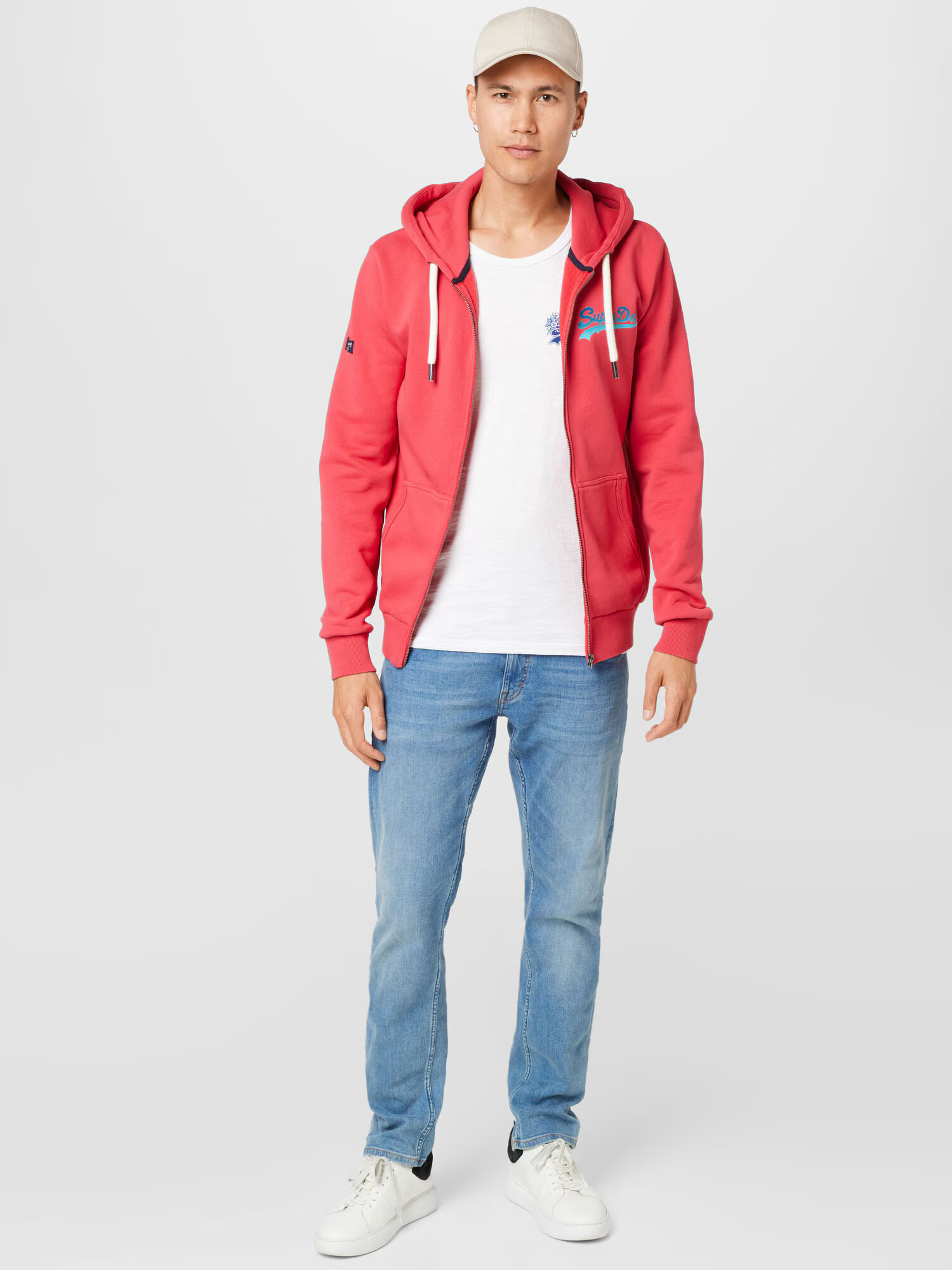 Superdry Jopa na zadrgo svetlo modra / temno modra / rdeča / bela - Pepit.si