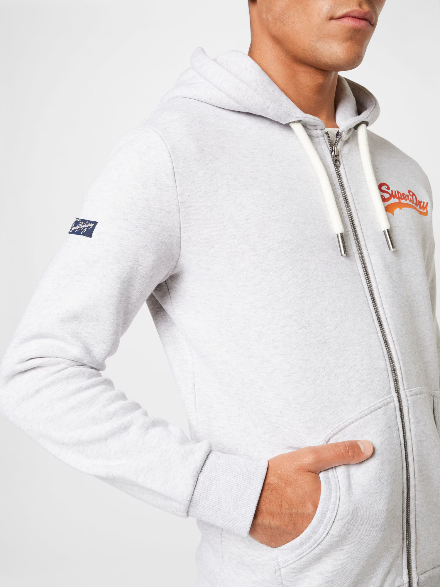 Superdry Jopa na zadrgo svetlo siva / oranžna / rdeča - Pepit.si