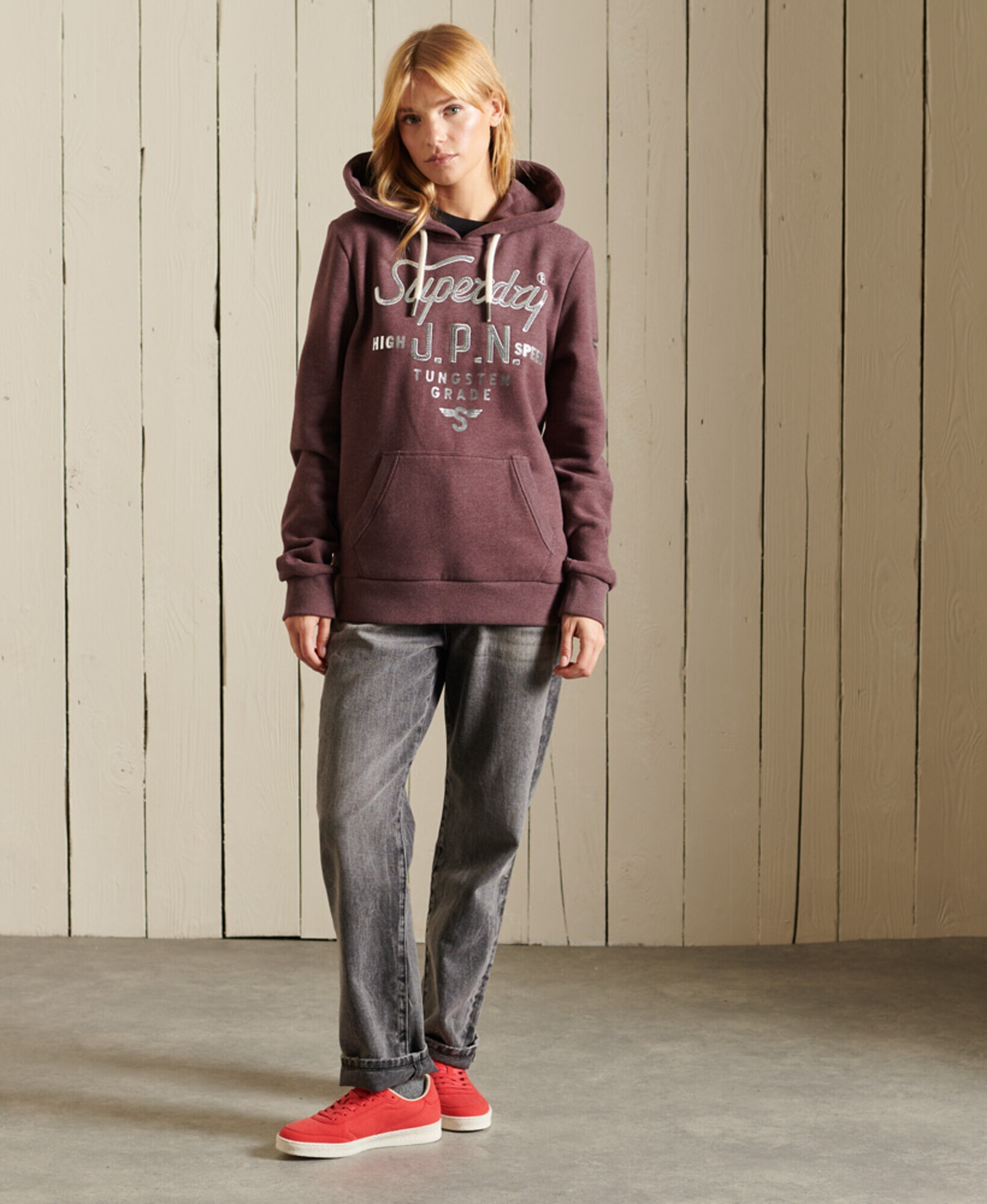 Superdry Majica srebrno-siva / burgund - Pepit.si