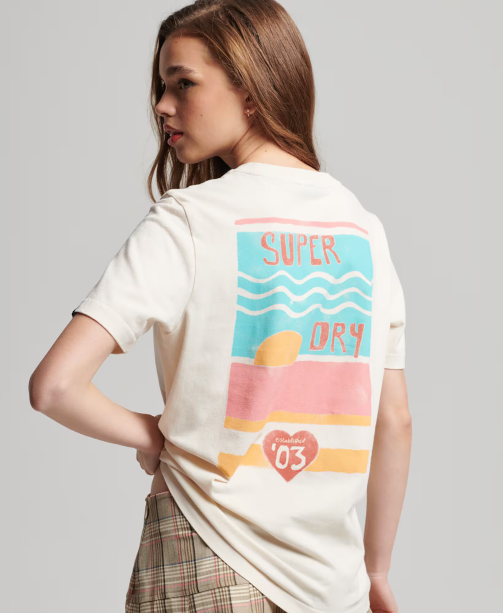 Superdry Majica 'Cali' kremna / turkizna / rjasto rjava / oranžna - Pepit.si