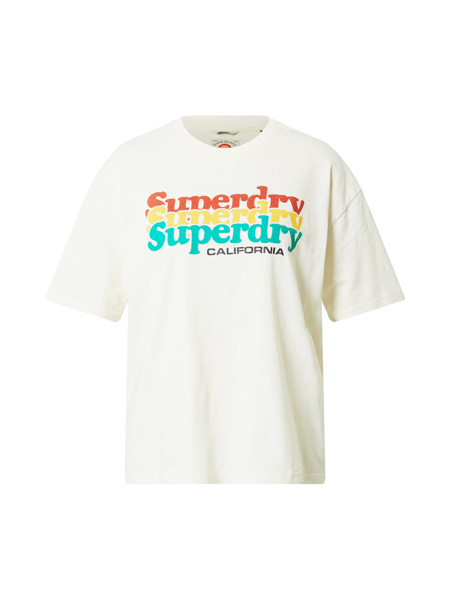 Superdry Majica 'Cali' rumena / zelena / rdeča / črna / off-bela - Pepit.si