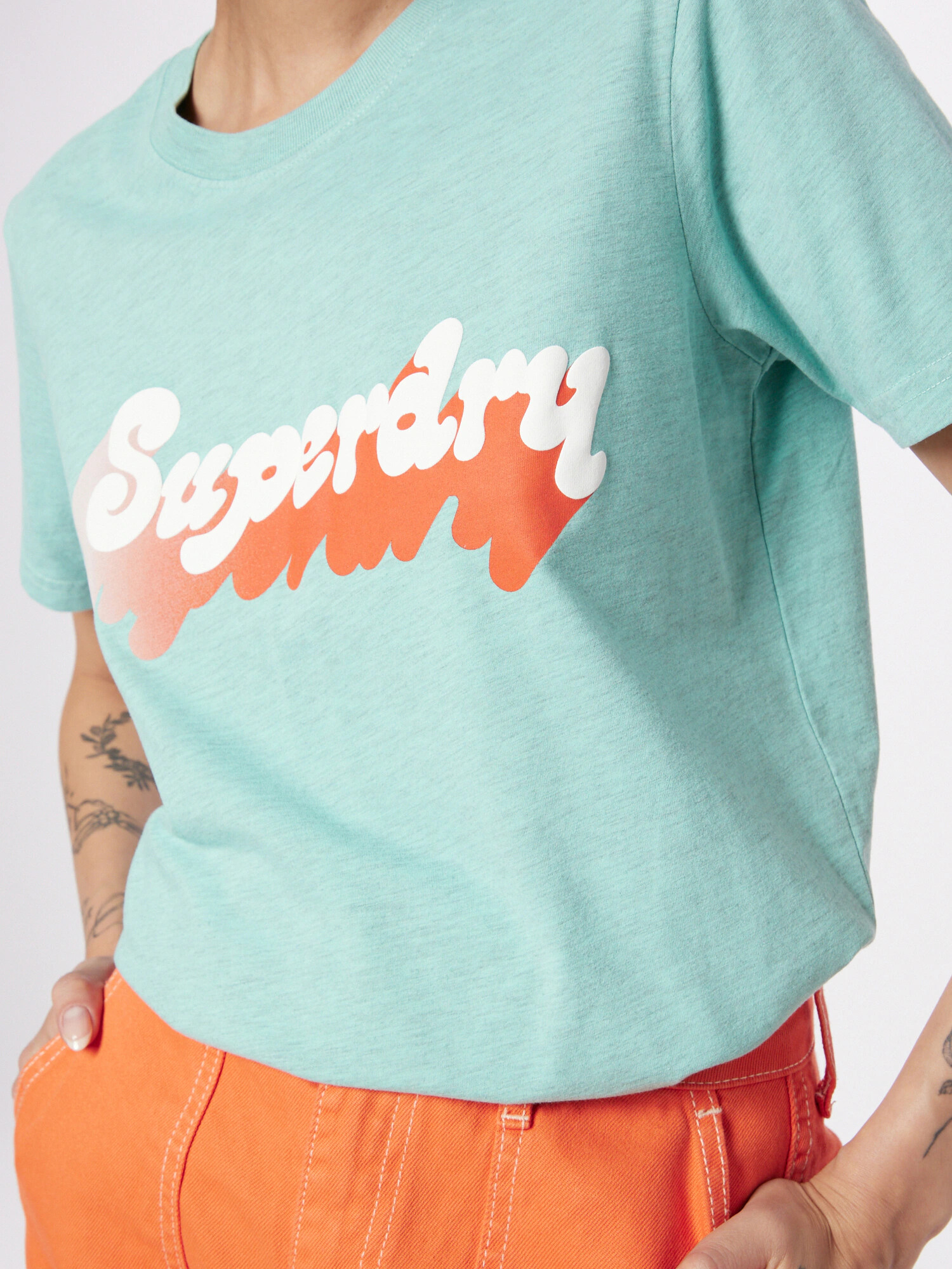 Superdry Majica 'COOPER CITY' voda / oranžna / bela - Pepit.si