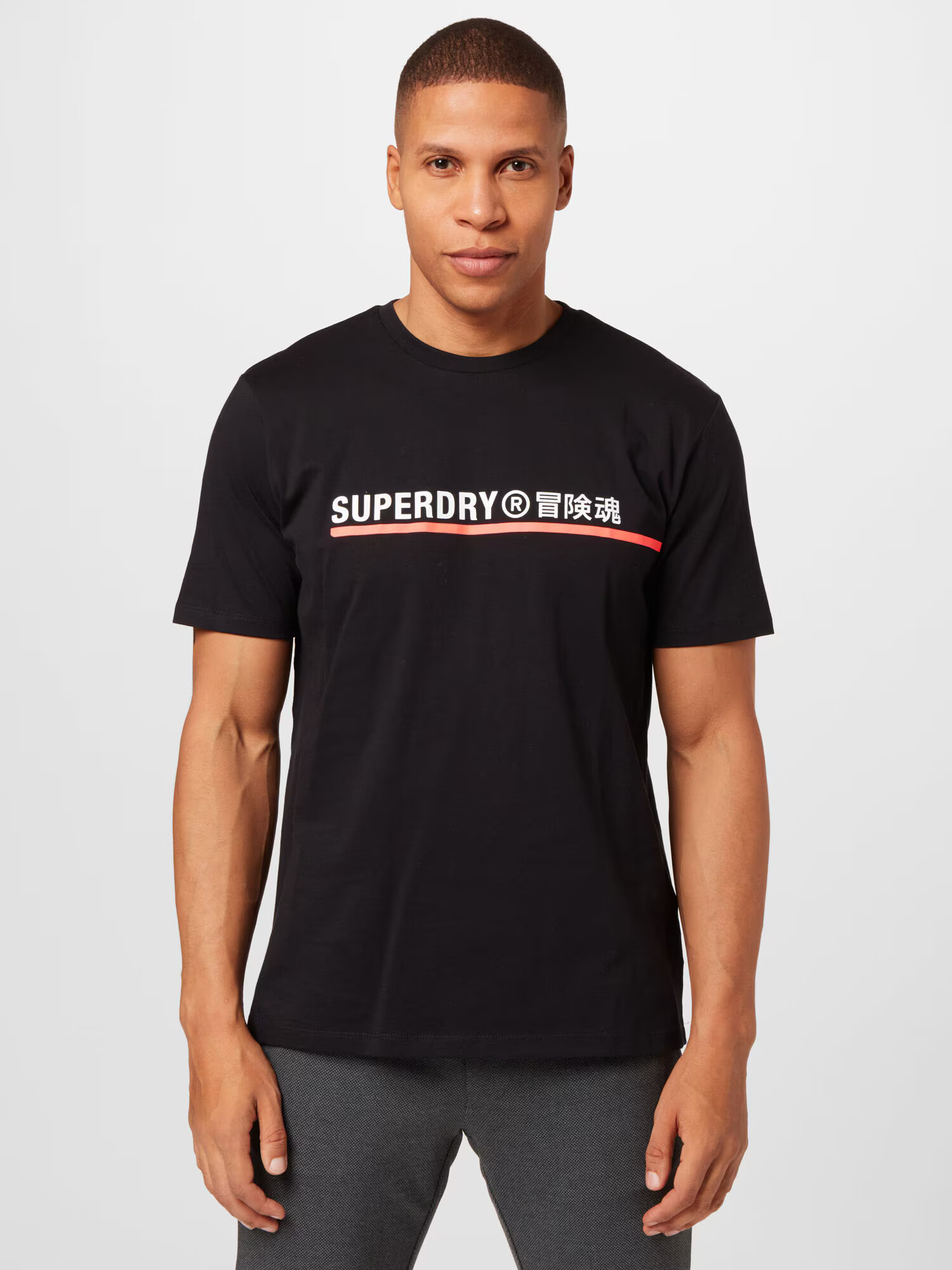 Superdry Majica losos / črna / bela - Pepit.si