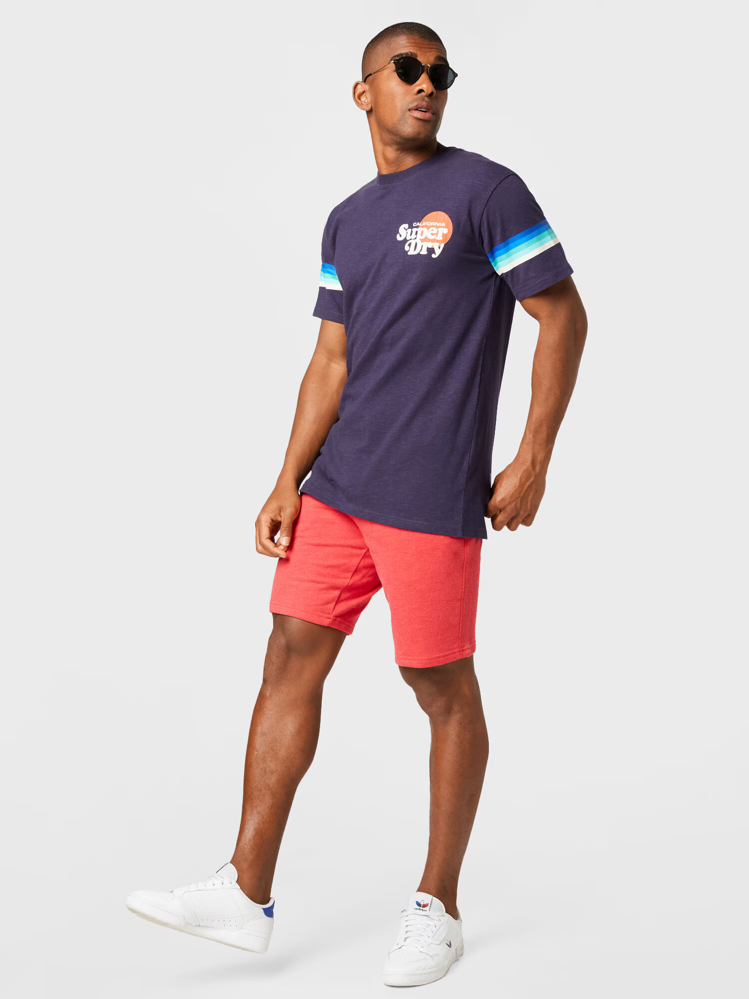 Superdry Majica marine / voda / živo rdeča / bela - Pepit.si