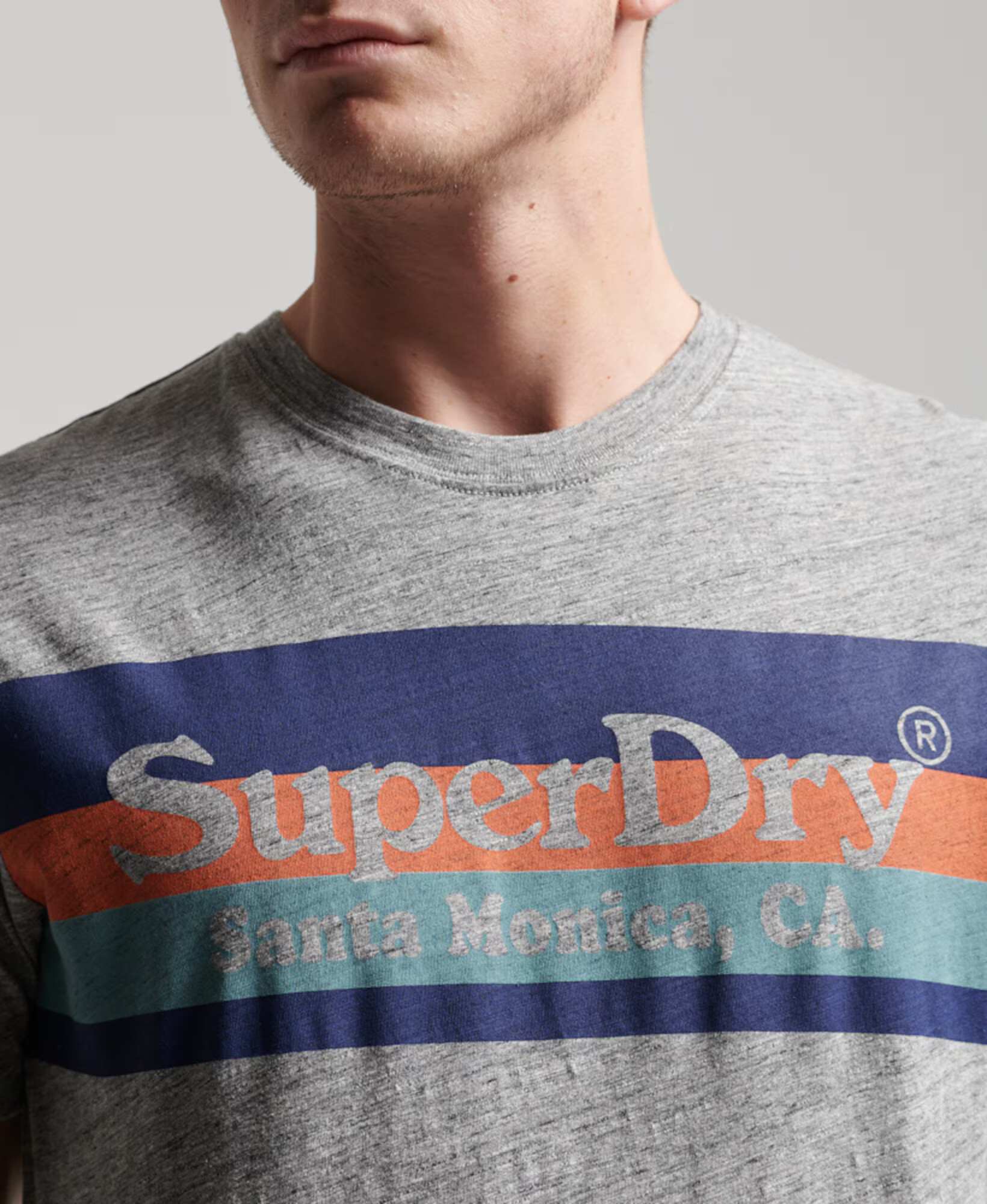 Superdry Majica mornarska / cijansko modra / pegasto siva / korala - Pepit.si